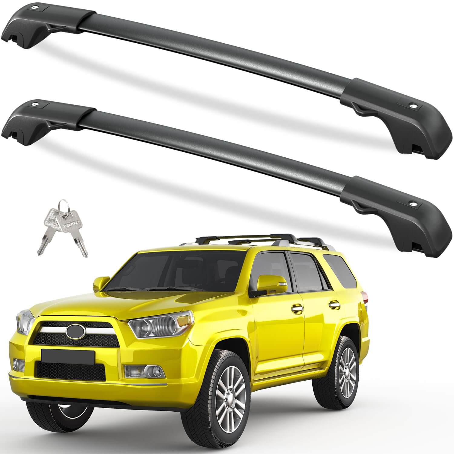KINGGERI Lockable 220lbs Roof Rack Cross Bars Compatible with Toyota 4Runner 2010-2024 with Side ROOF Rails