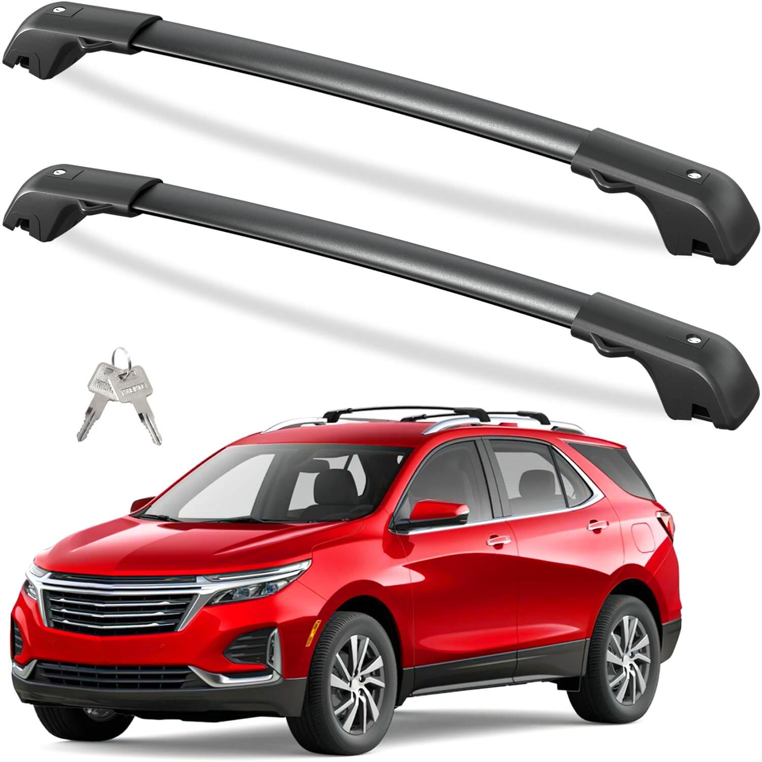 KINGGERI Lockable 220lbs Roof Rack Cross Bars Compatible with 2018-2024 Chevrolet Chevy Equinox GMC Terrain (Not for EV)