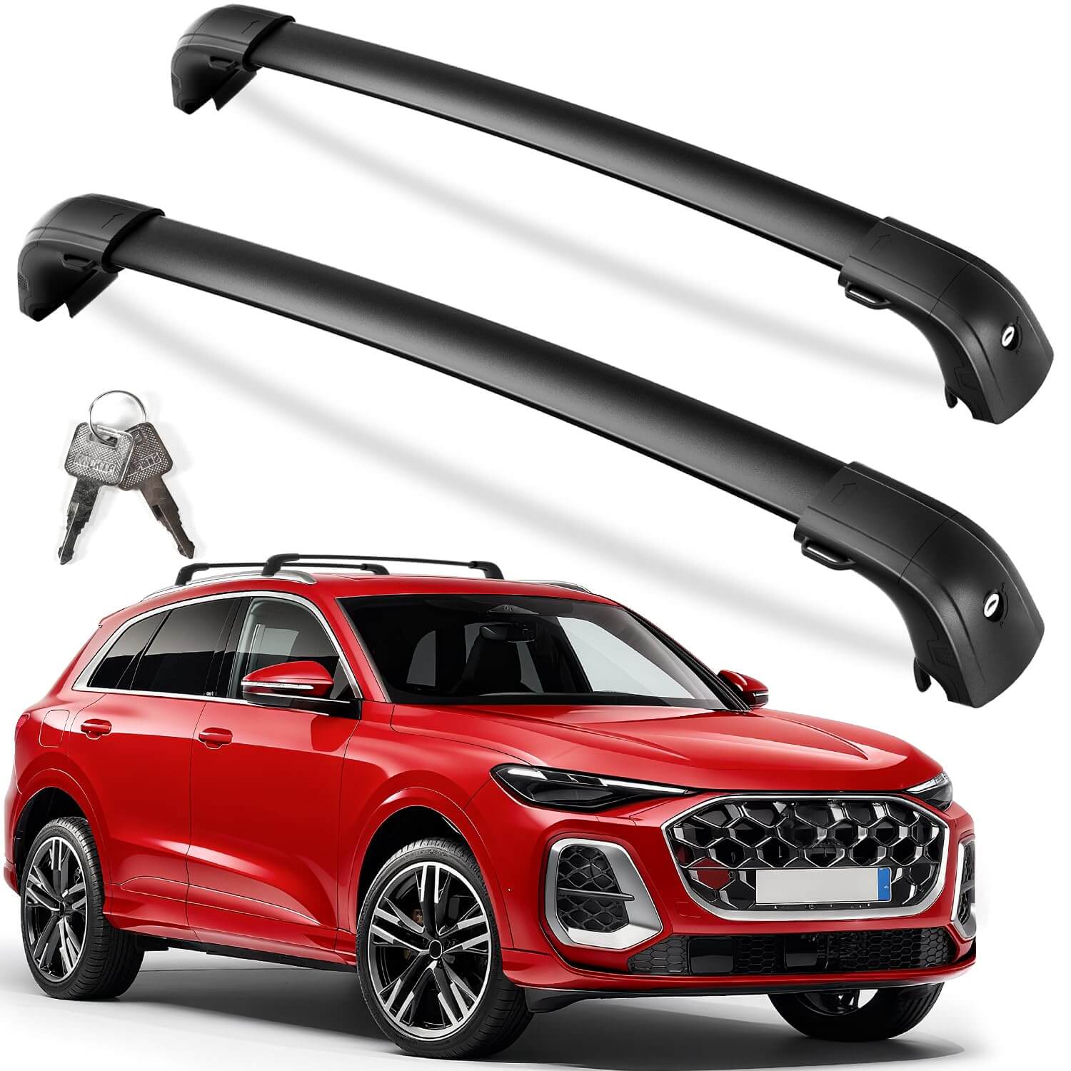 KINGGERI 220lb Lockable Roof Rack Cross Bars Compatible with Audi Q5 2018-2026 with Flush Side Rails