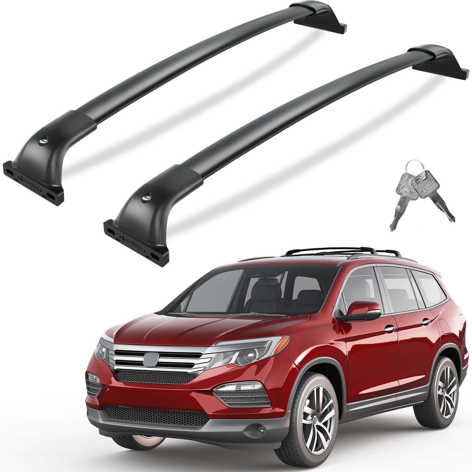 260lbs Lockable Roof Rack Cross Bars Compatible with Honda Pilot 2016-2022 with Flush Rails
