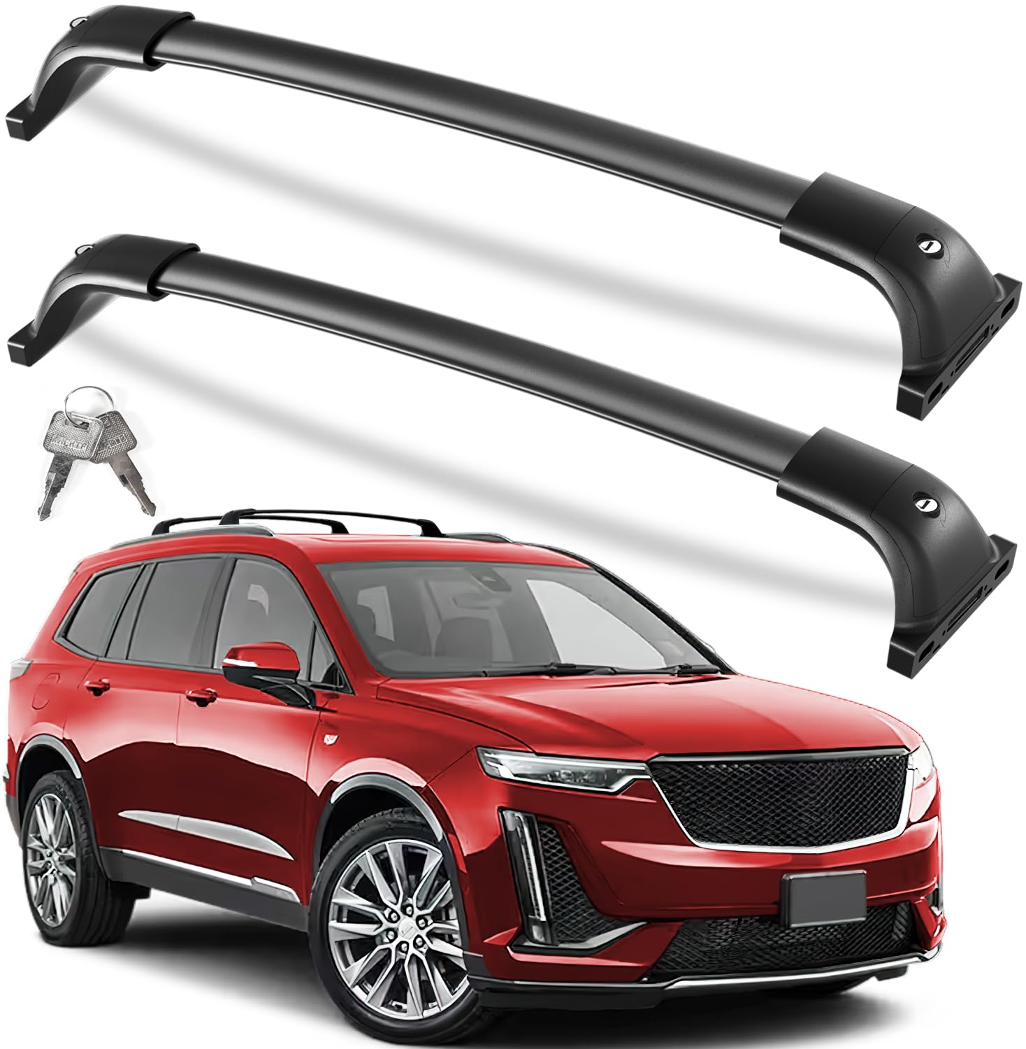 260lbs Lockable Roof Rack Cross Bars Compatible with Cadillac XT6 2020-2025 with Factory Side Rails