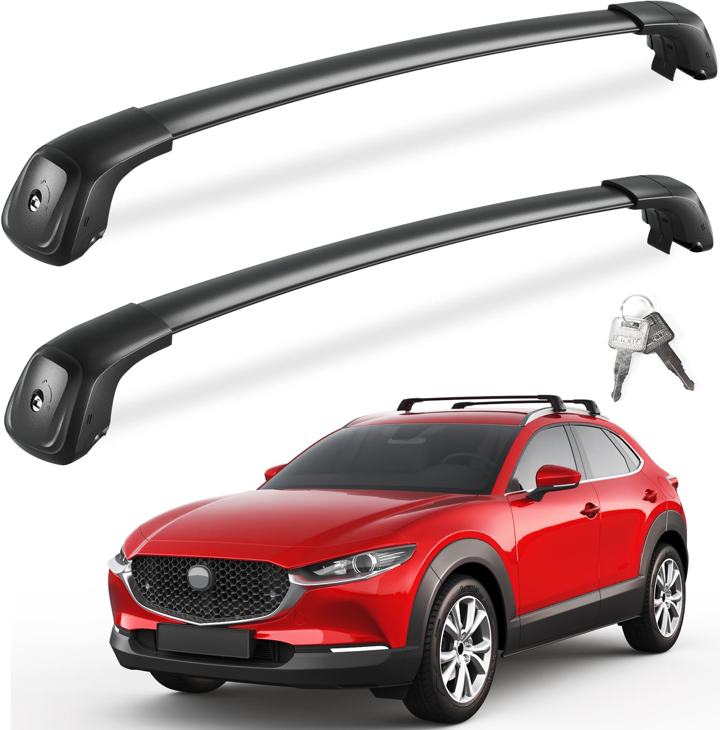 KINGGERI Lockable Roof Rack Cross Bars 260lbs Compatible with Mazda CX30 CX-30 2020-2025 (with Flush Side Rails)