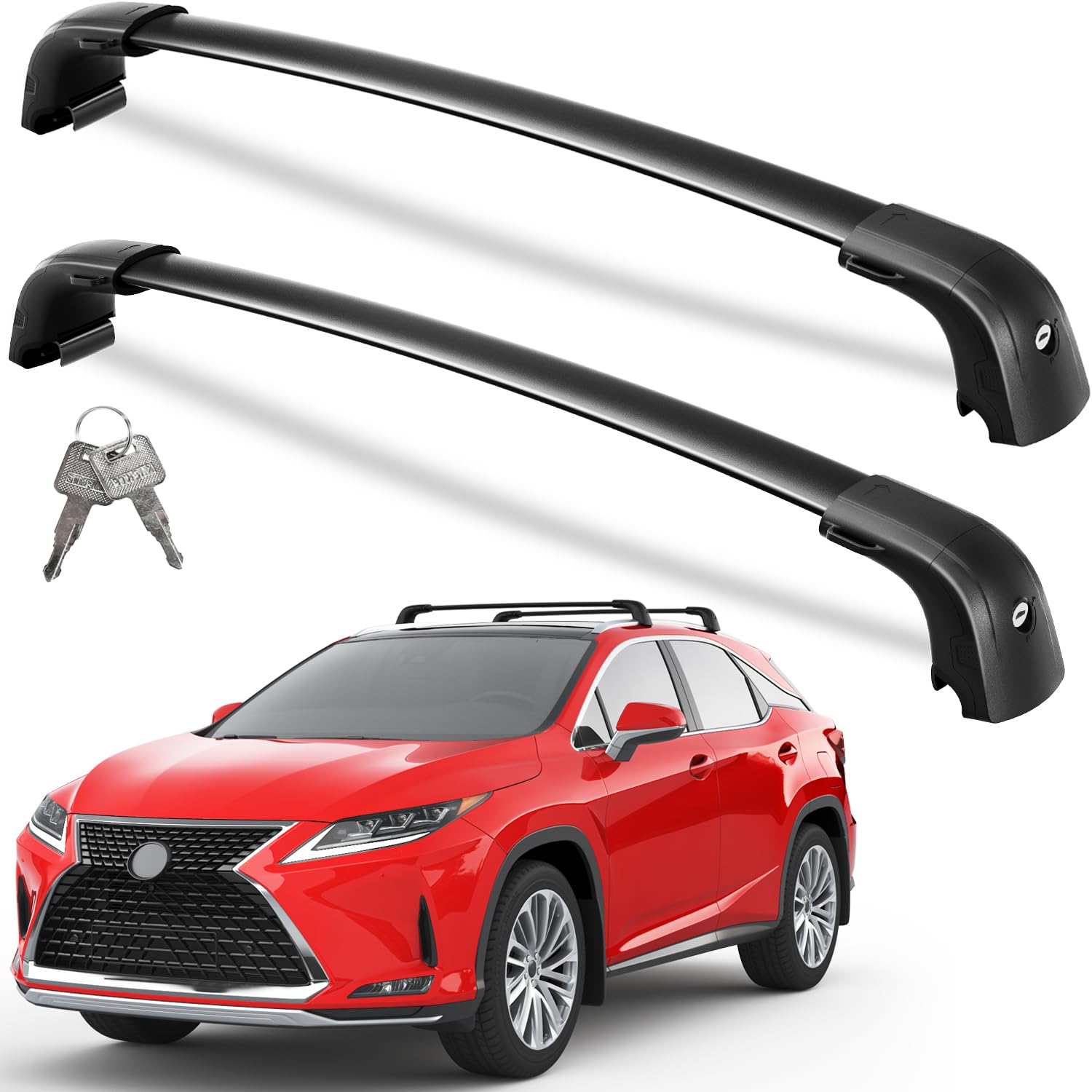 Lockable Roof Rack Cross Bars 220lbs Compatible with Lexus RX 2016-2022 RX350 RX350L RX450h RX450hL(with Flush Side Rails)