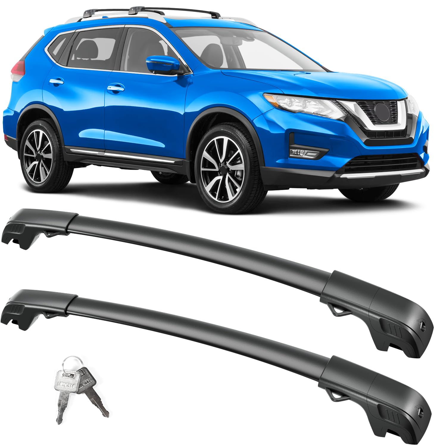 Lockable Roof Rack Cross Bars 220lb Compatible with Nissan Rogue 2014-2020 (with Raised Side Rails)