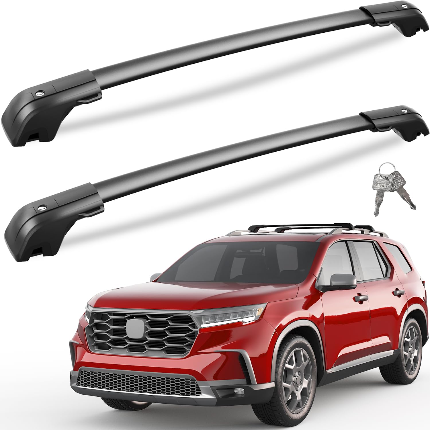 KINGGERI Lockable Roof Rack Cross Bars 260lbs Fit for Honda Pilot 2023-2025 Elite Sport Touring Trailsport (Not for LX & EX-L) with Raised Side Rails