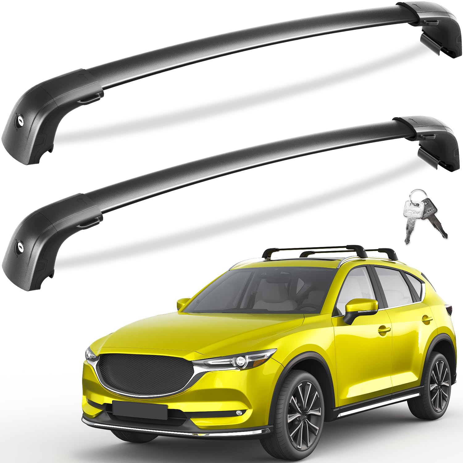 Lockable Roof Rack Cross Bars 220lbs Compatible with Mazda CX5 CX-5 2017 2018 2019 2020 2021 2022 2023 2024 2025