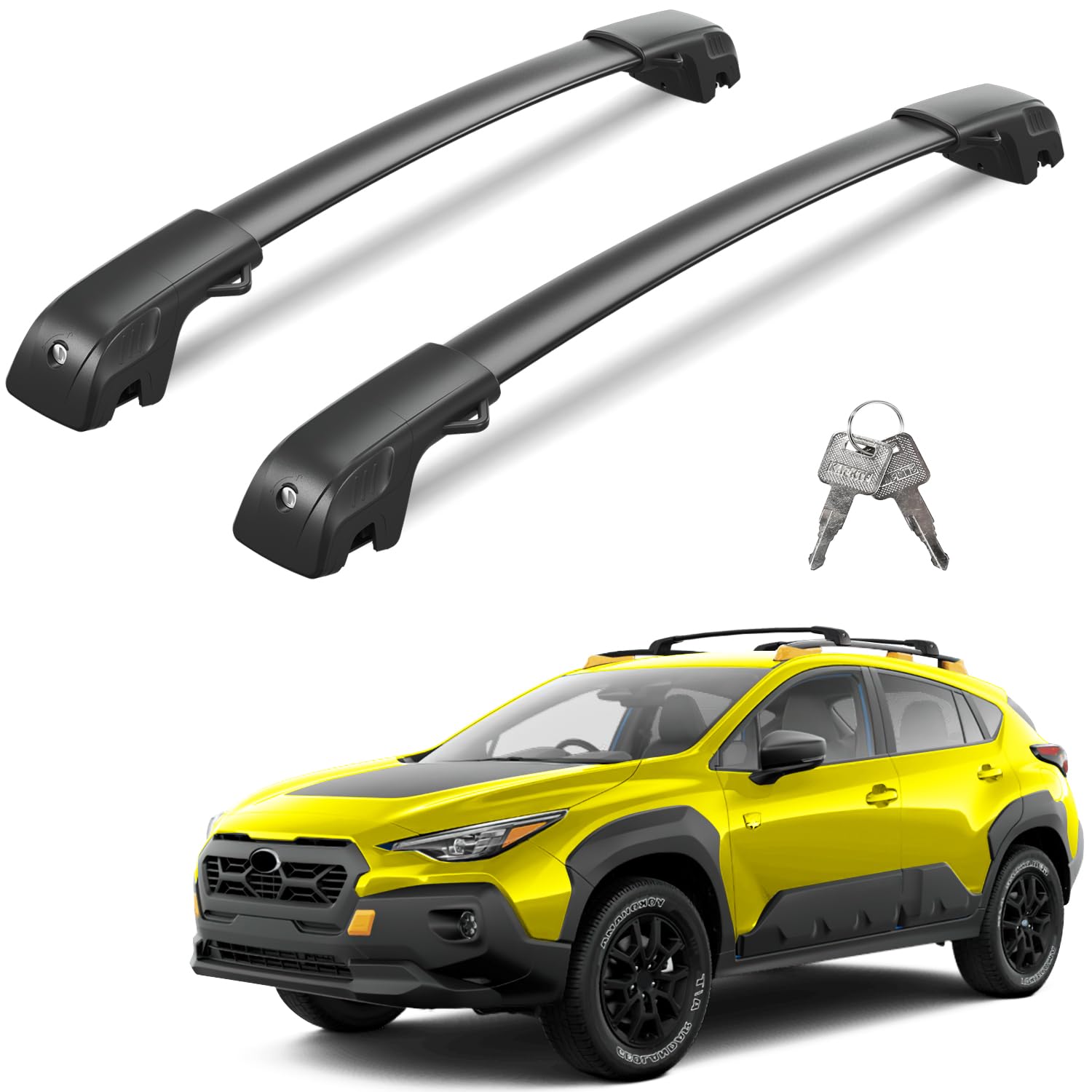 Lockable 220lbs Roof Rack Cross Bars Compatible with Subaru Crosstrek Wilderness 2024 2025 with Raised Side Rails