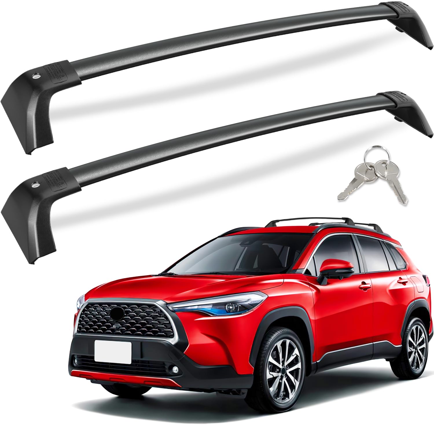 KINGGERI 260Lbs Lockable Roof Rack Cross Bars Compatible with Toyota Corolla Cross 2022-2026 (with Flush Side Rails)