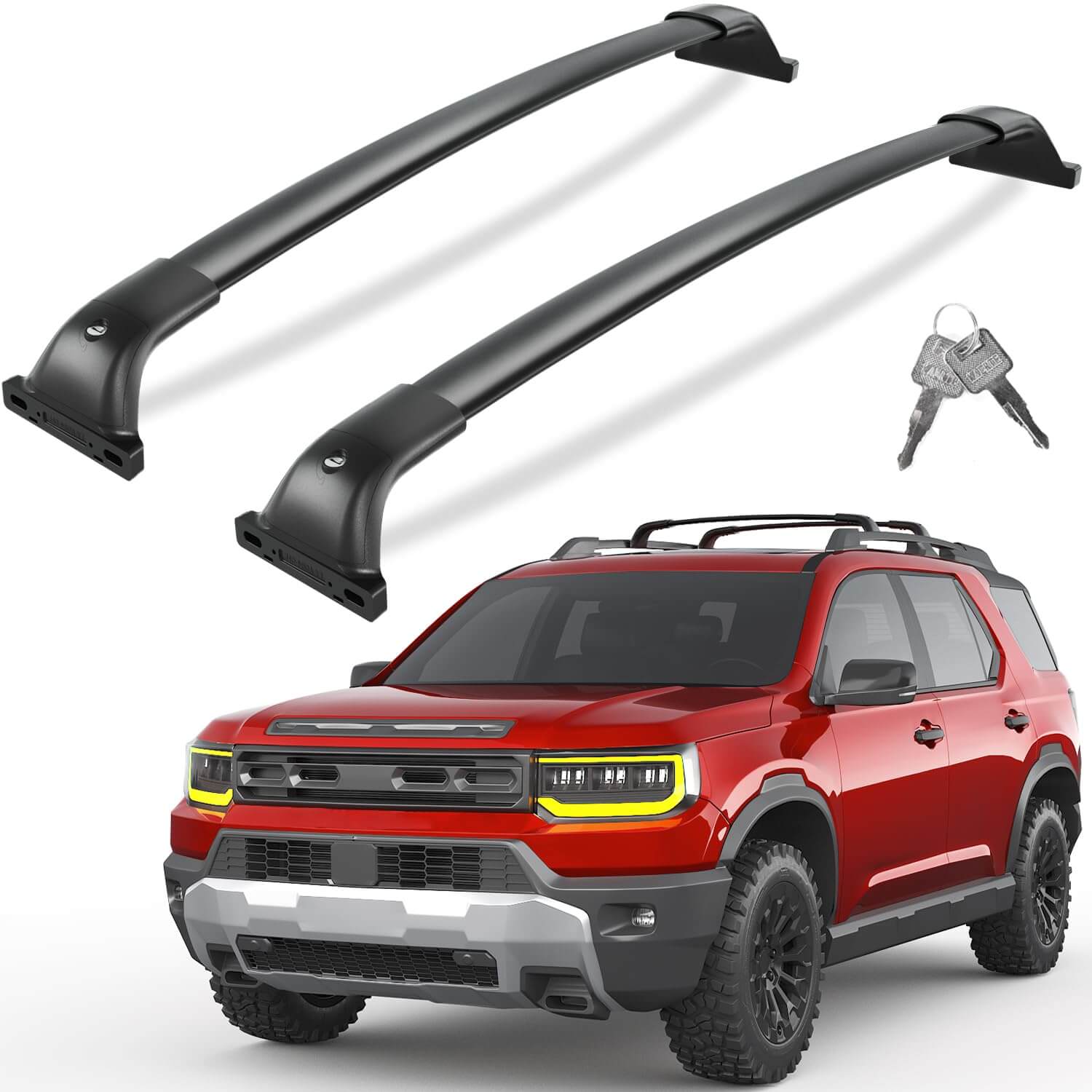 All Aluminum Roof Rack Cross Bars Compatible with Honda Passport 2026 with Raised Side Rails, 260lbs Lockable Heavy Duty