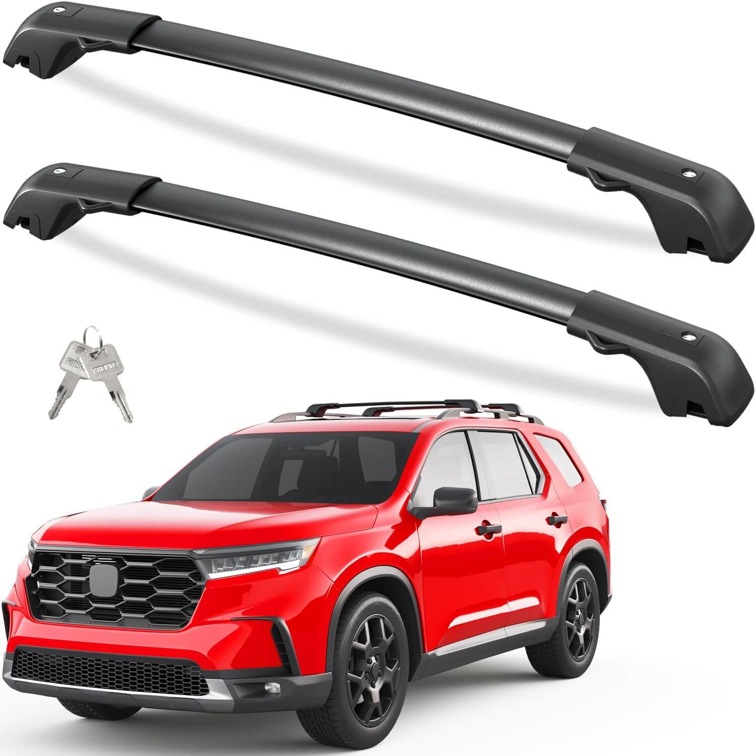 KINGGERI 220lbs Lockable Roof Rack Cross Bars Fit for Honda Pilot 2023-2025 Sport TrailSport Touring Elite with Raised Rails (Not for LX & EX-L)