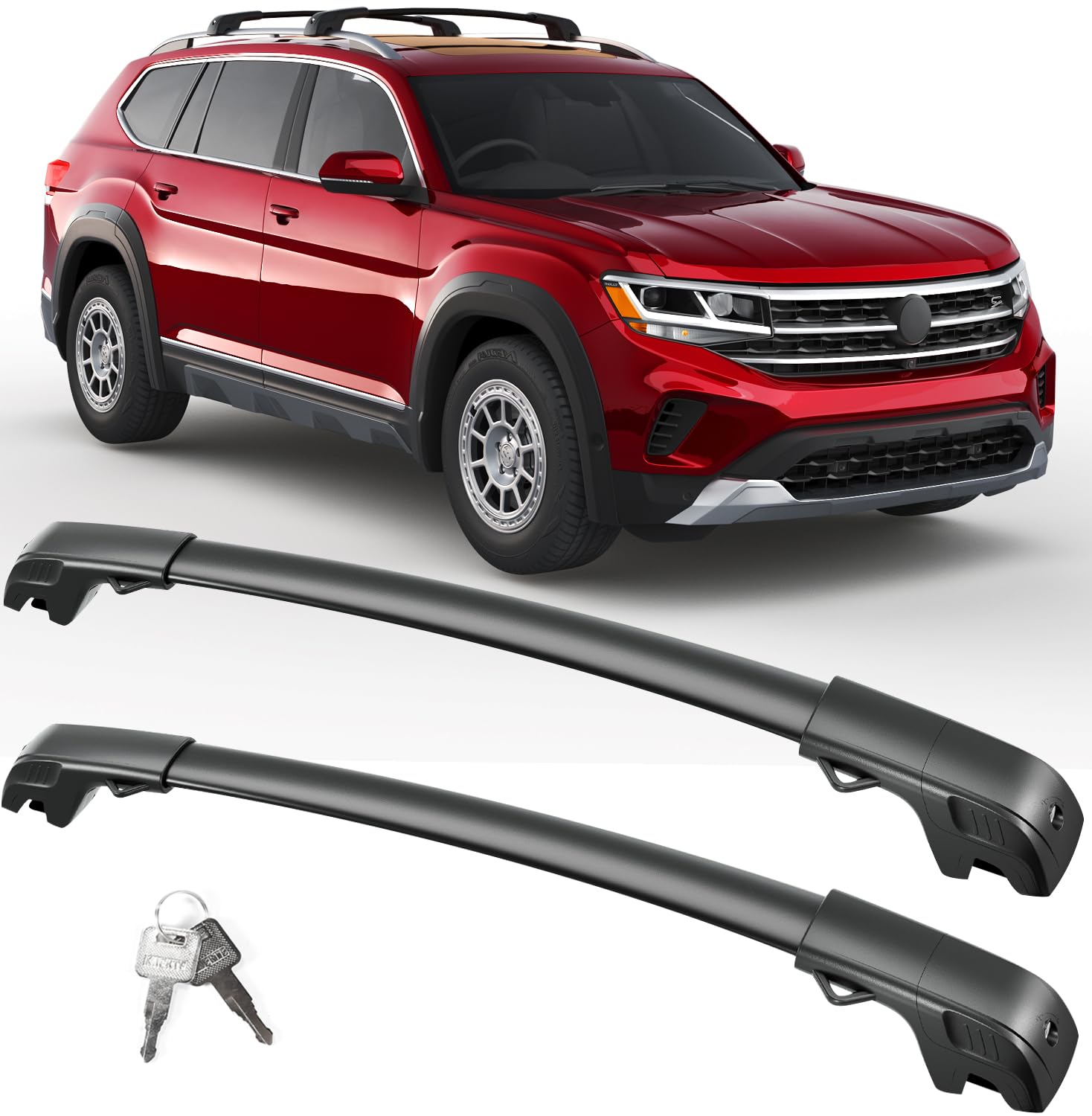 Lockable Roof Rack Cross Bars 220lb Compatible with Volkswagen VW Tiguan 2018-2024 (Not for Limited) & Taos 2022-2024