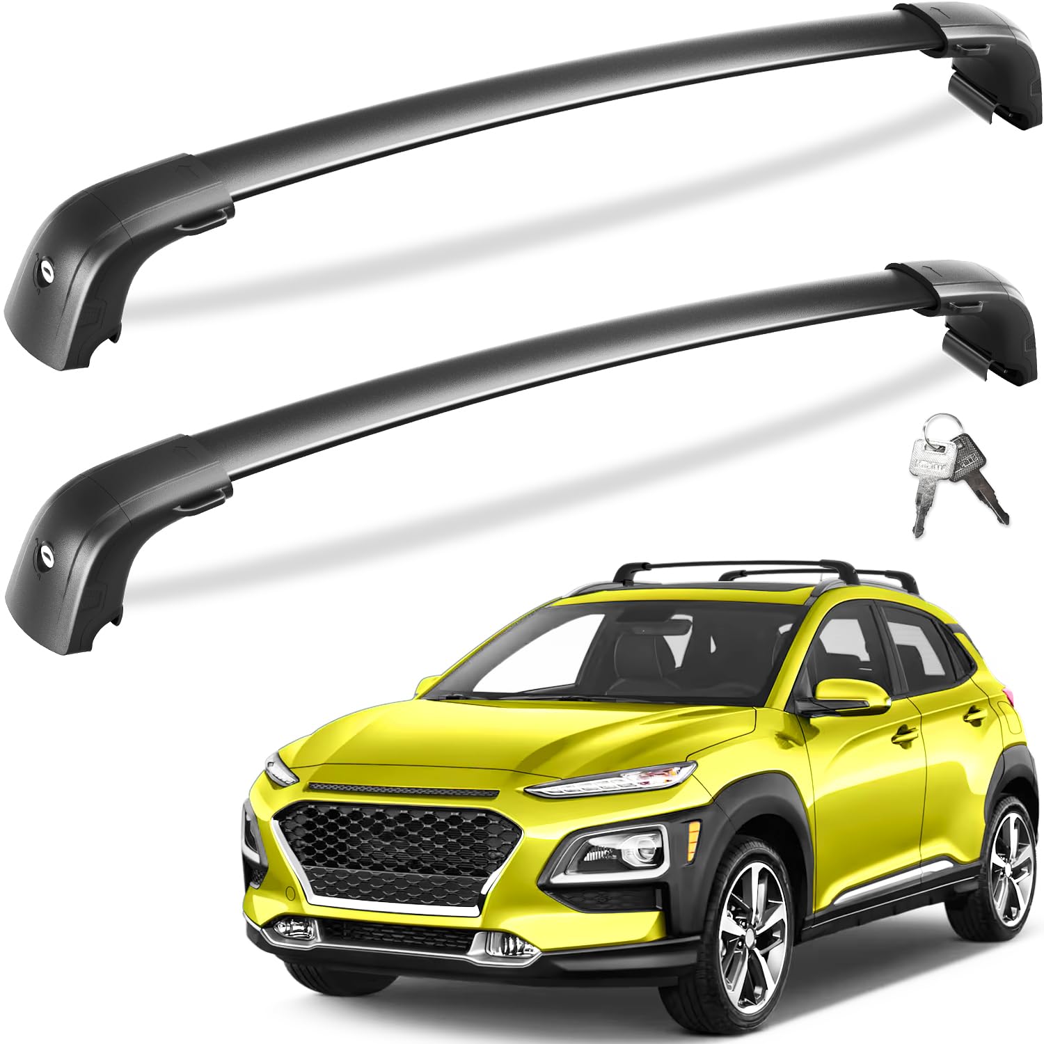 Lockable 220lbs Roof Rack Cross Bars Compatible with 2018-2023 Hyundai Kona & Kona N & Kona Electric with Flush Side Rails