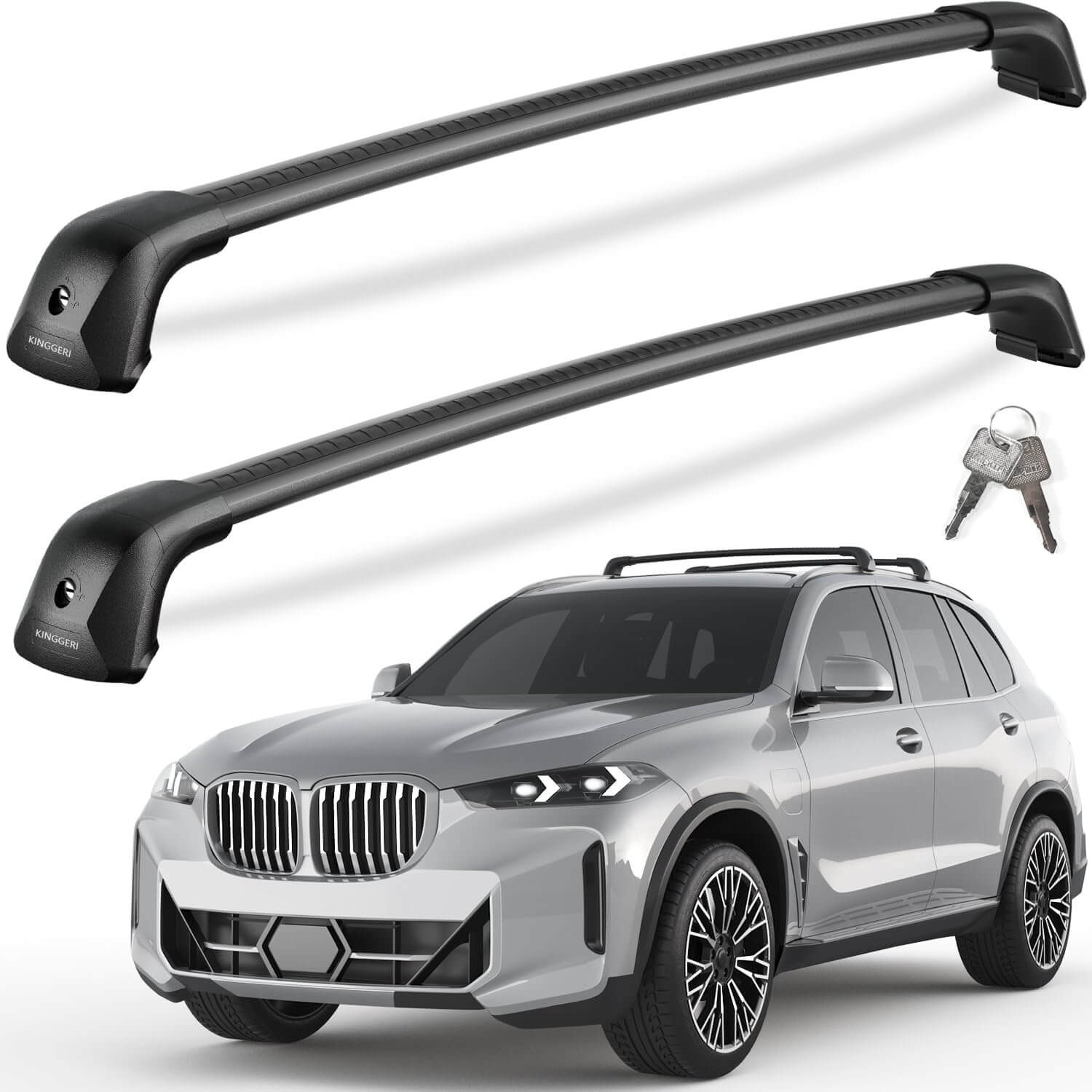 KINGGERI 330lb Lockable Roof Rack Cross Bars Compatible with BMW X5 G05 2019-2026 with Flush Side Rails
