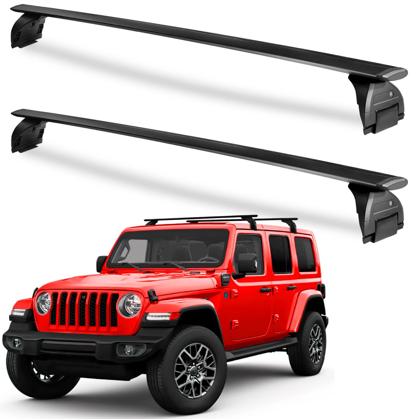 200 lbs Roof Rack Cross Bars Compatible with Jeep Wrangler JK JL Gladiator JT 2007-2024 with Anti-Theft Metal Lock