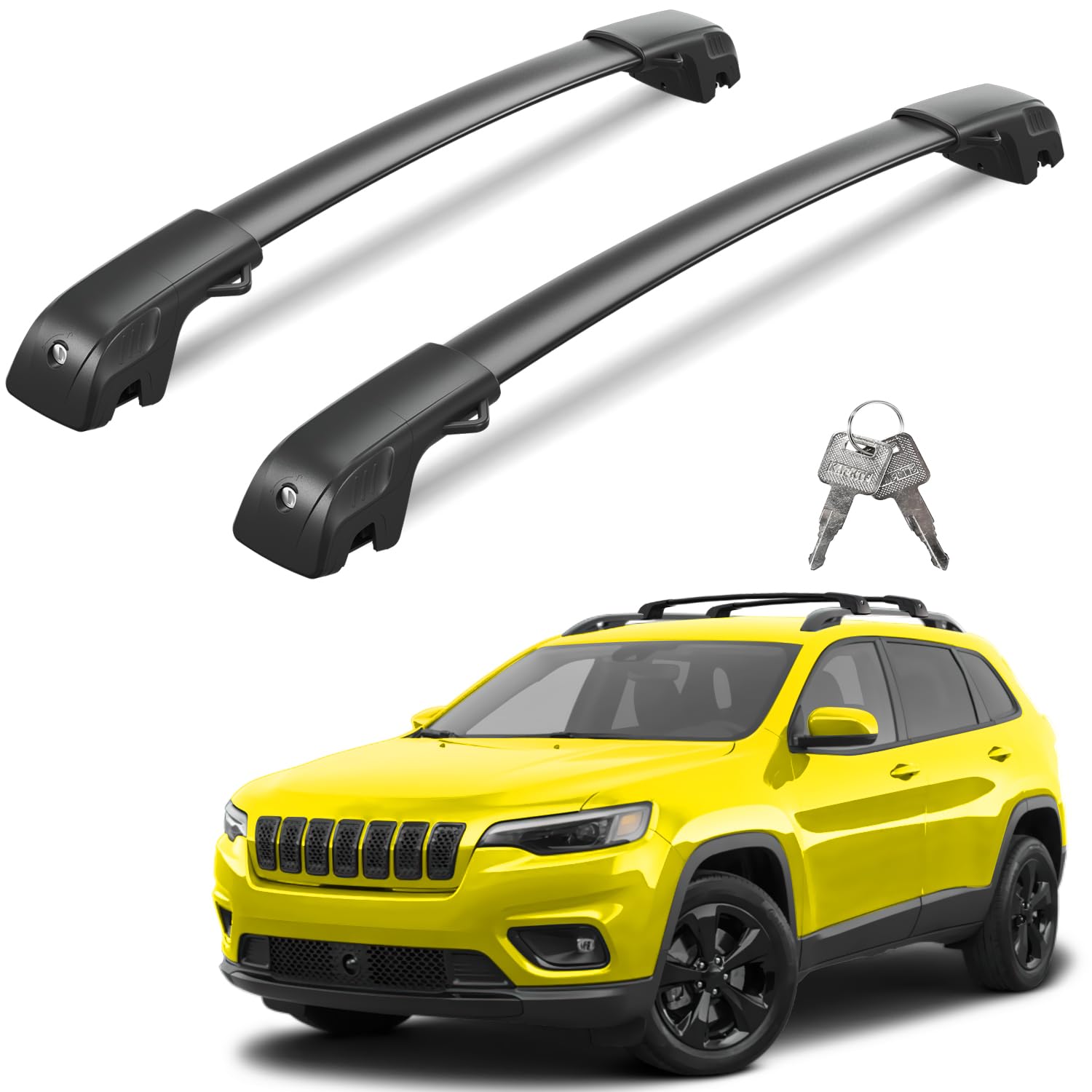 Lockable Roof Rack Cross Bars 220lbs Compatible with Jeep Cherokee 2014-2023