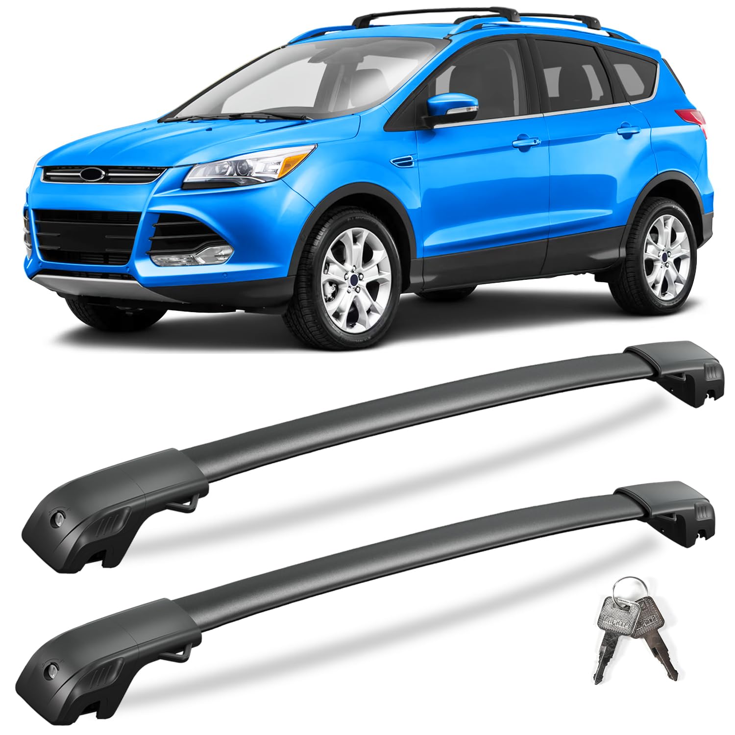 220lbs Lockable Roof Rack Cross Bars Compatible with Ford Escape 2013-2019 with Raised Side Rails