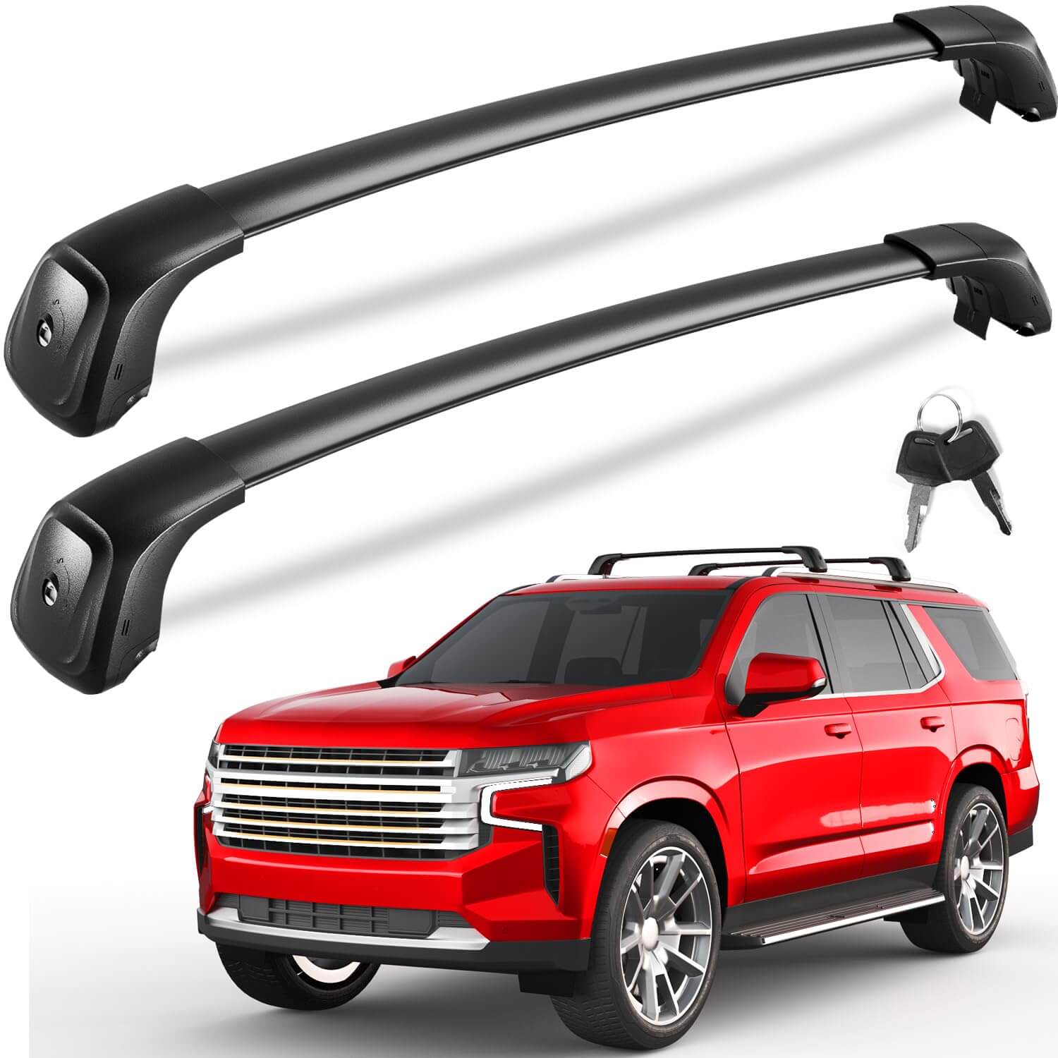 Lockable 330lbs Roof Rack Cross Bars Compatible with 2021-2025 Chevy Tahoe & Chevrolet Suburban & GMC Yukon XL & Cadillac Escalade ESV