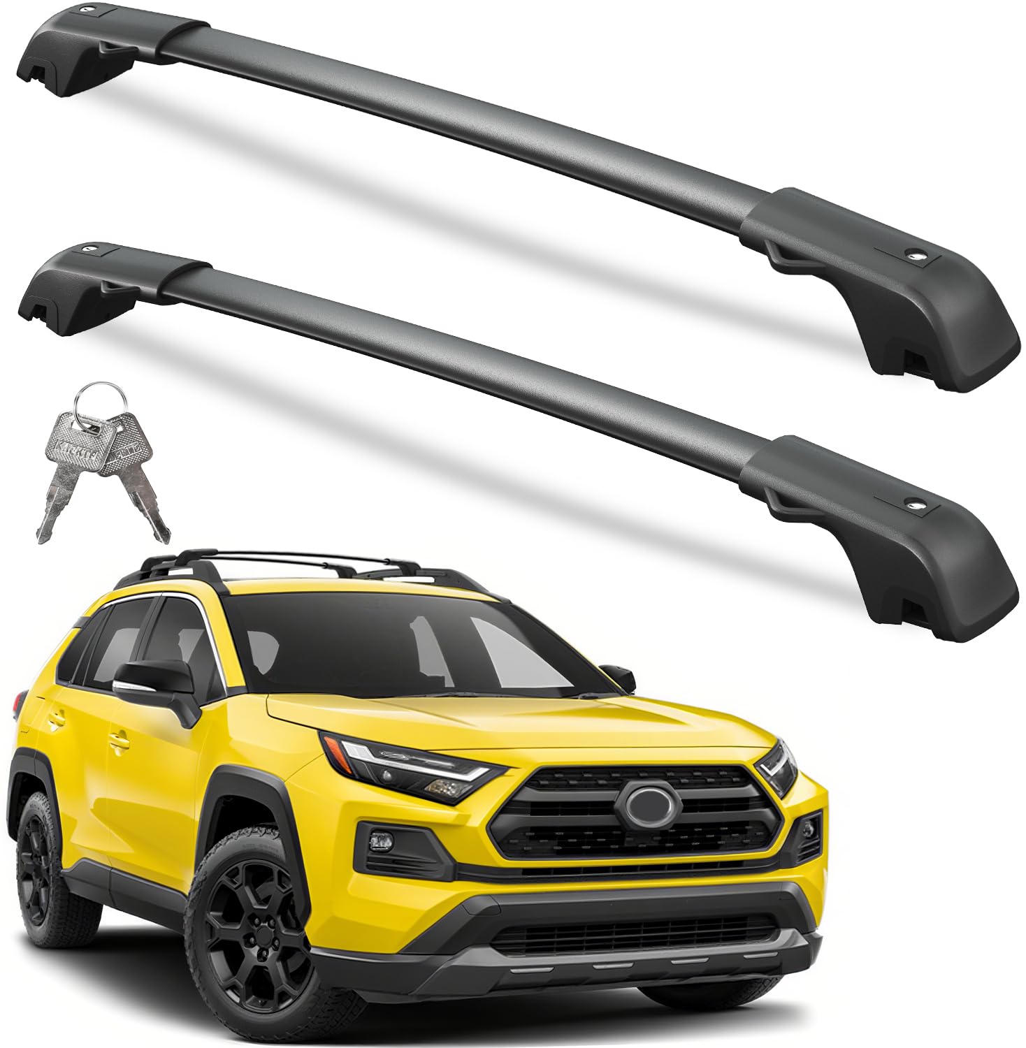 KINGGERI Lockable Roof Rack Cross Bars 220lbs Compatible with 2019-2025 RAV4 Adventure/TRD Off-Road