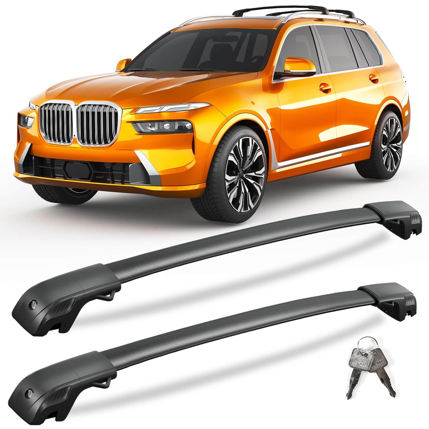 KINGGERI 300lbs Lockable Roof Rack Cross Bars Compatible with BMW X7 G07 2019-2026 with Raised Side Rails