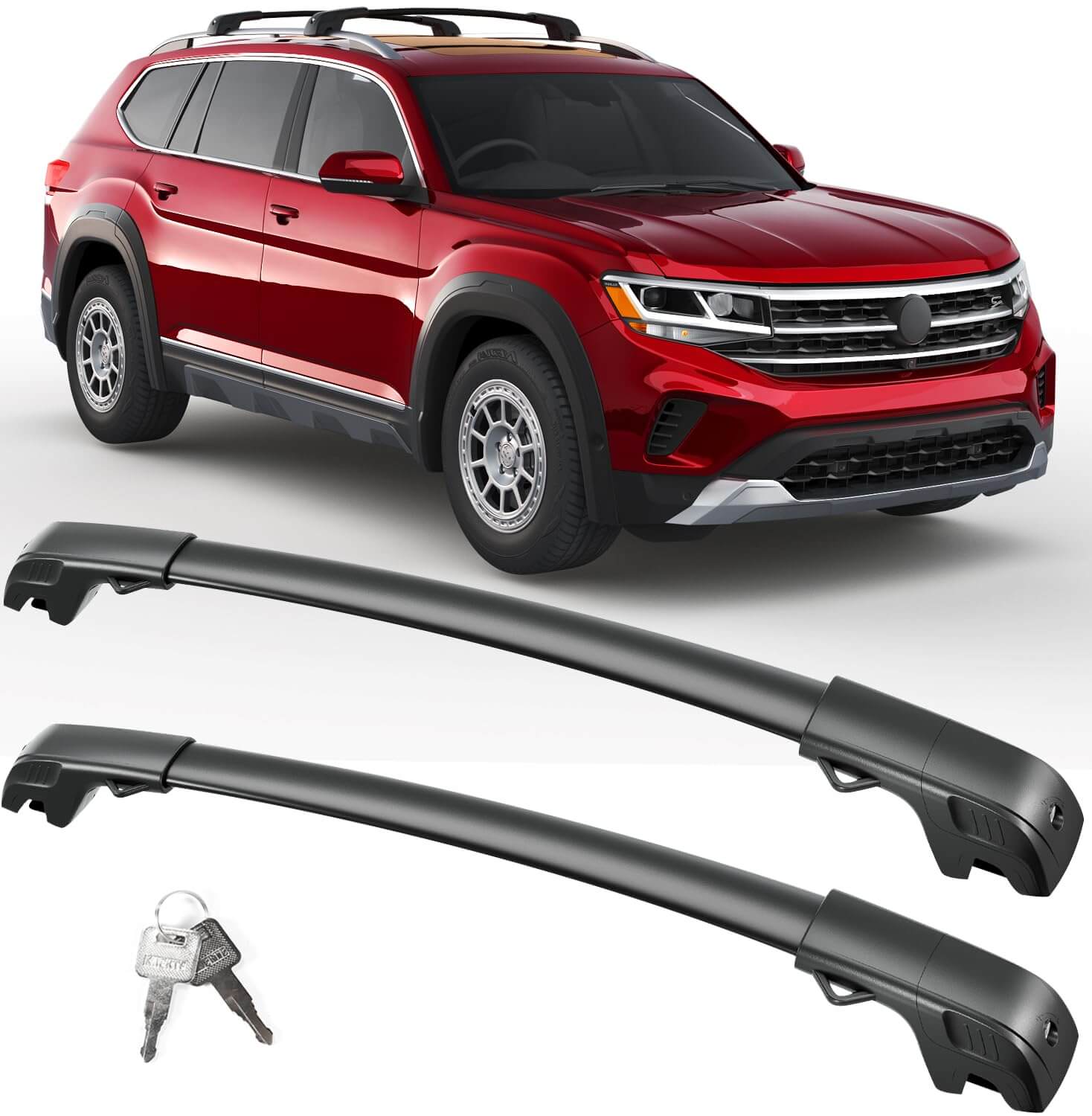 KINGGER Lockable Roof Rack Cross Bars 220lb Compatible with Volkswagen VW Tiguan 2018-2024 (Not for Limited) & Taos 2022-2024