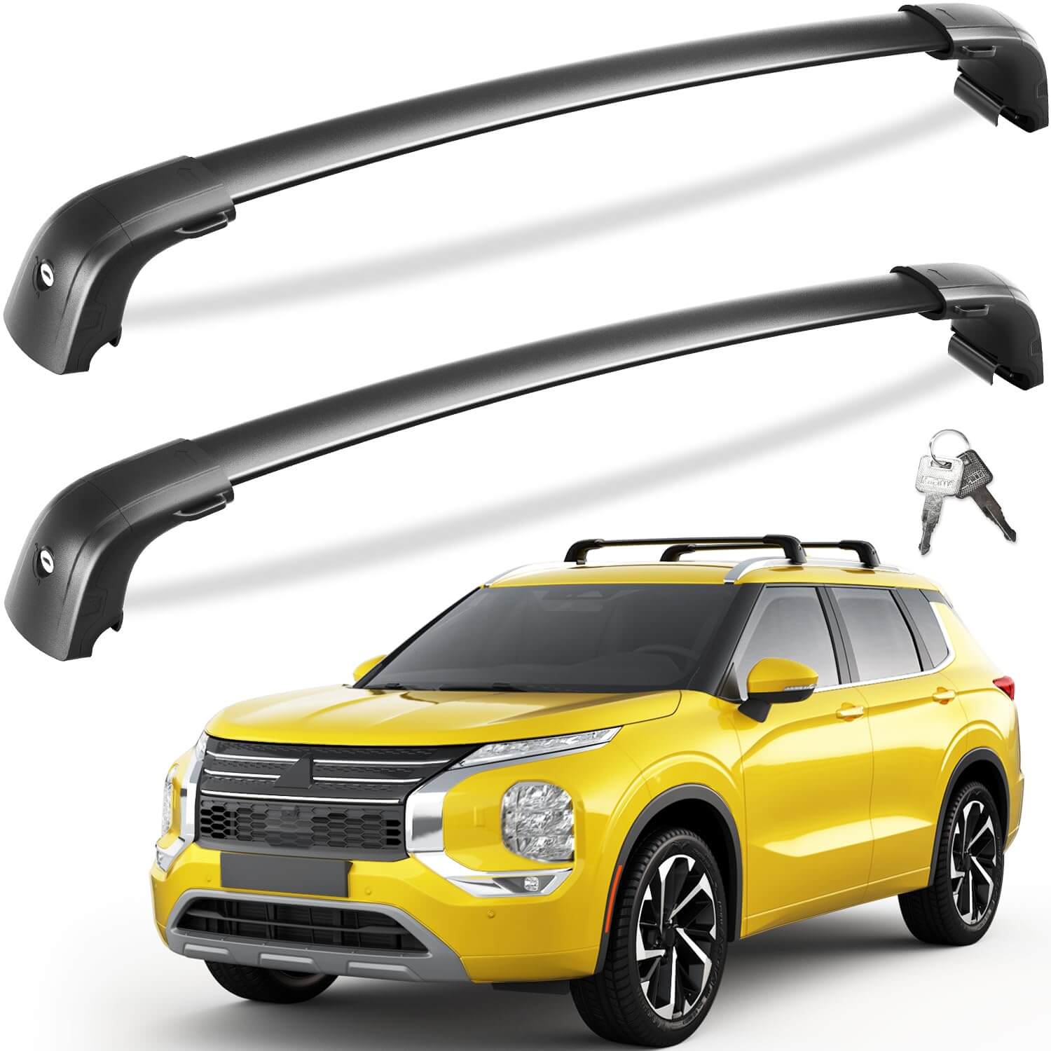 KINGGERI Lockable 220lb Roof Rack Cross Bars Fit for Mitsubishi Outlander 2022-2025 & Outlander PHEV 2023-2025 (with Flush Side Rails)