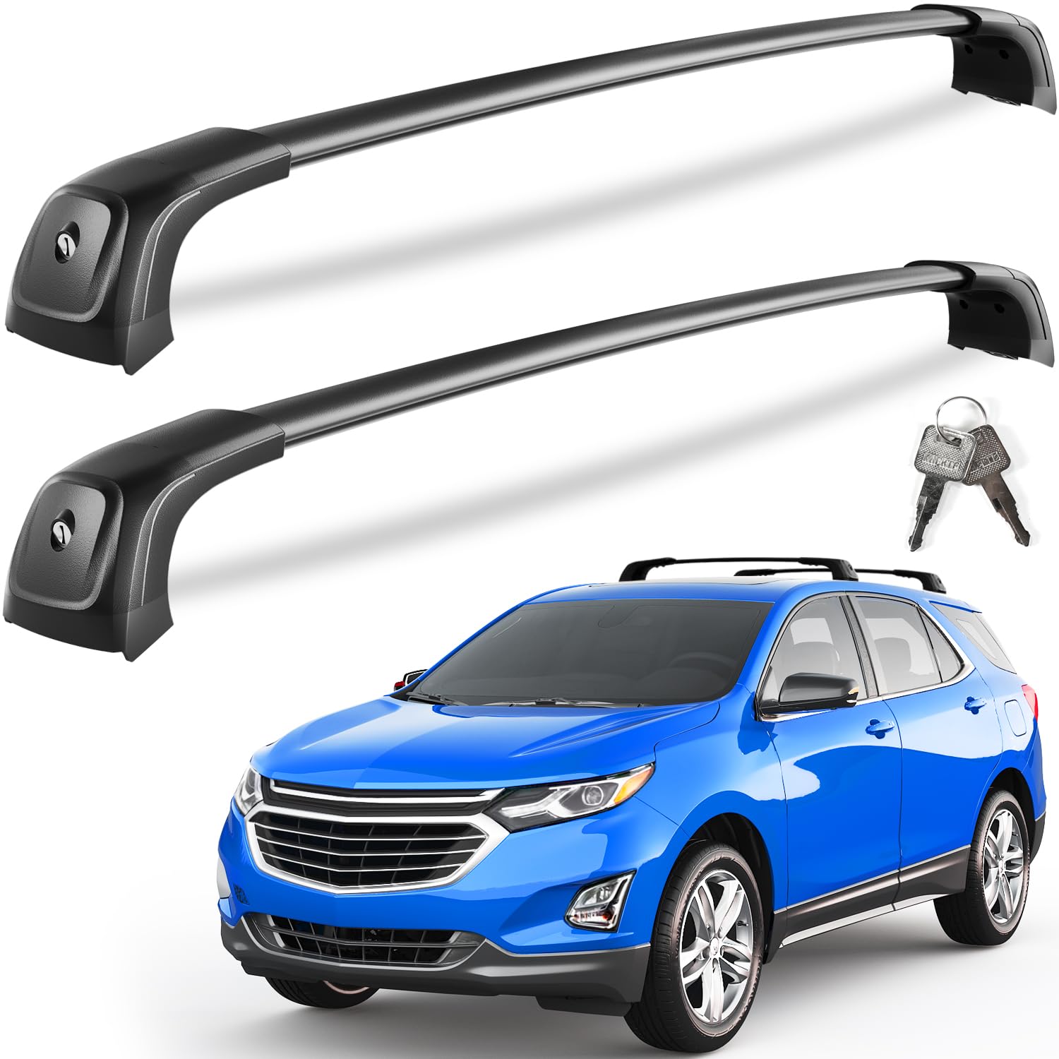 KINGGERI Lockable 260lbs Roof Rack Cross Bars Compatible with Chevrolet Equinox 2018 2019 (Roof Rails with Fixed Point)