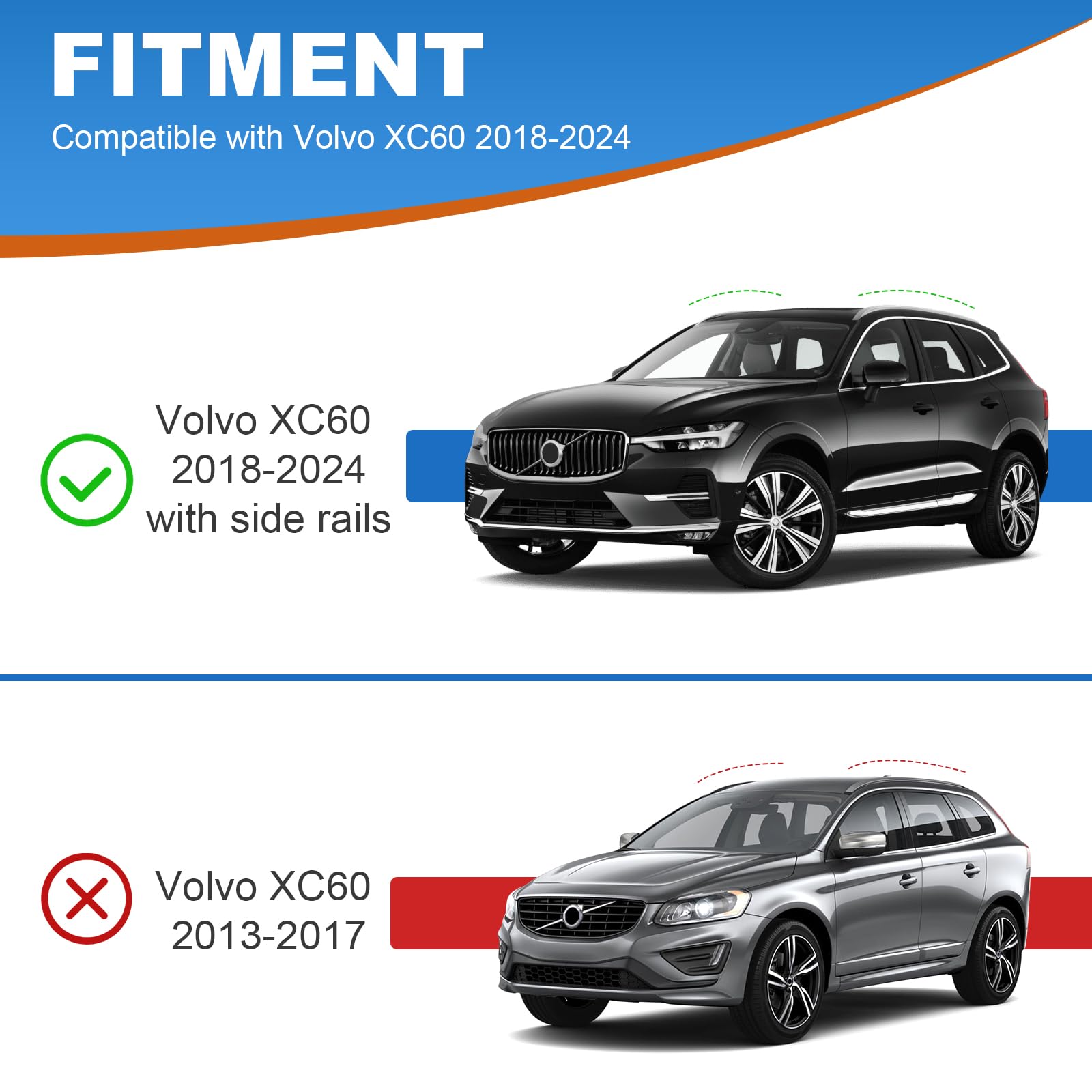 KINGGERI Lockable Roof Rack Cross Bars 260lbsFit for Volvo XC60 XC-60 2018-2025,Heavy Duty Aluminum