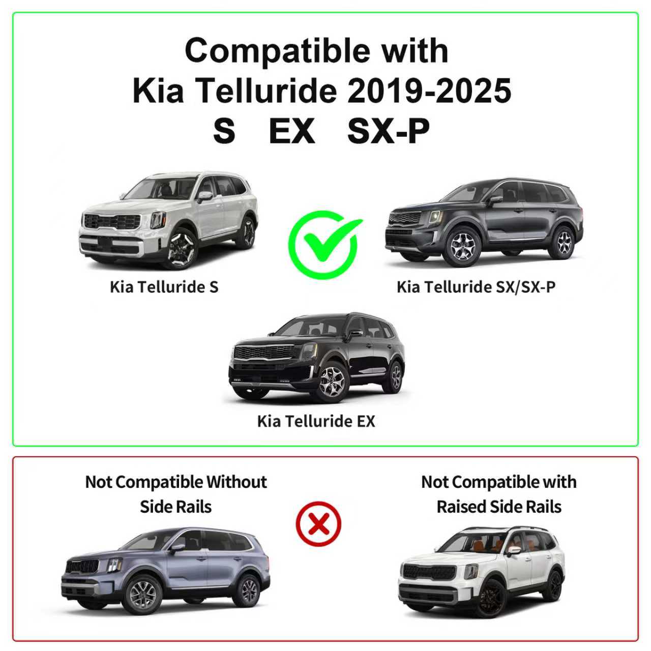 KINGGERI 220lbs Lockable Roof Rack Cross Bars Compatible with Kia Telluride 2019-2025 EX S SX SX-Prestige