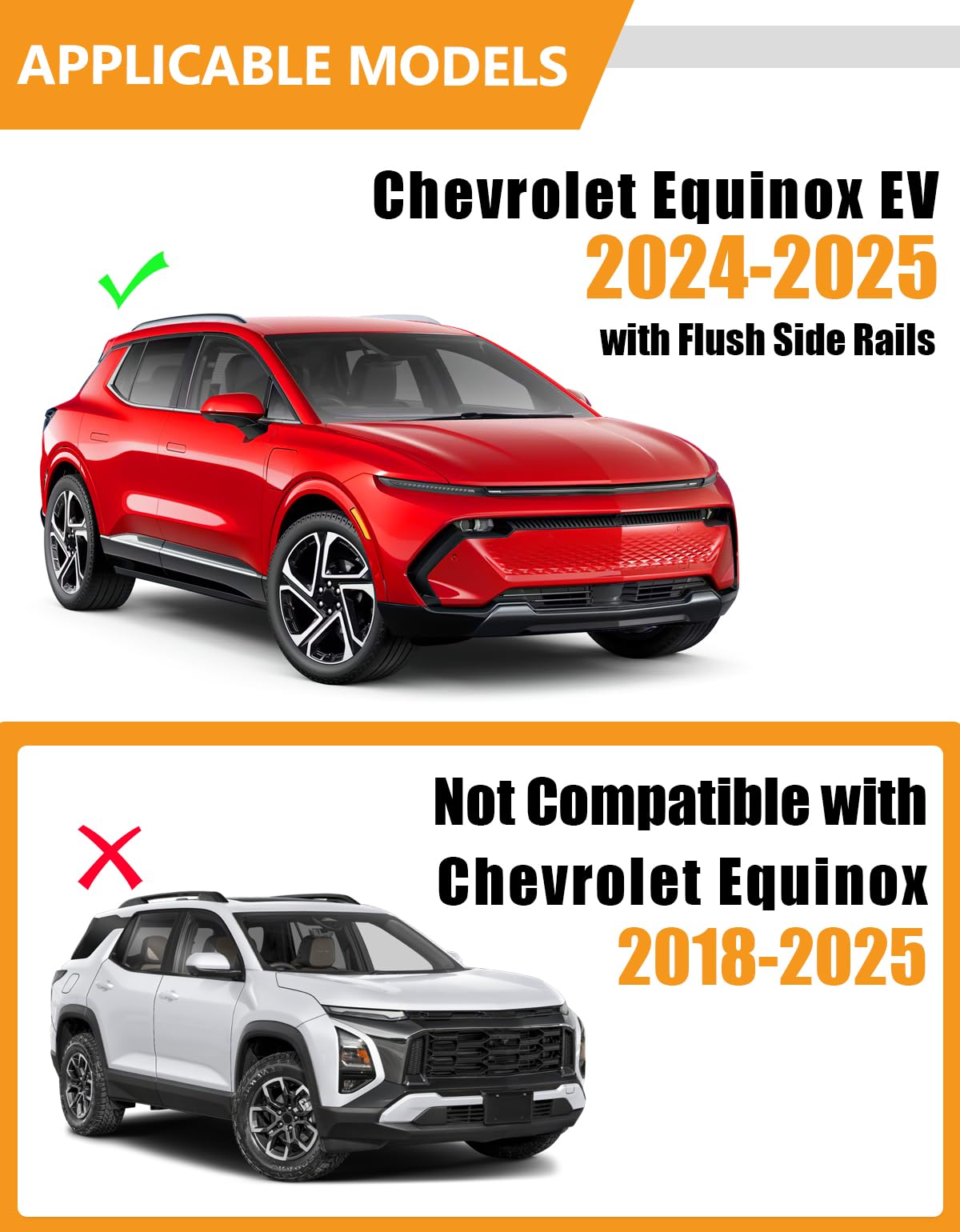 220lbs Lockable Roof Rack Cross Bars Compatible with Chevy Chevrolet Equinox EV 2024 2025 with Flush Side Rails
