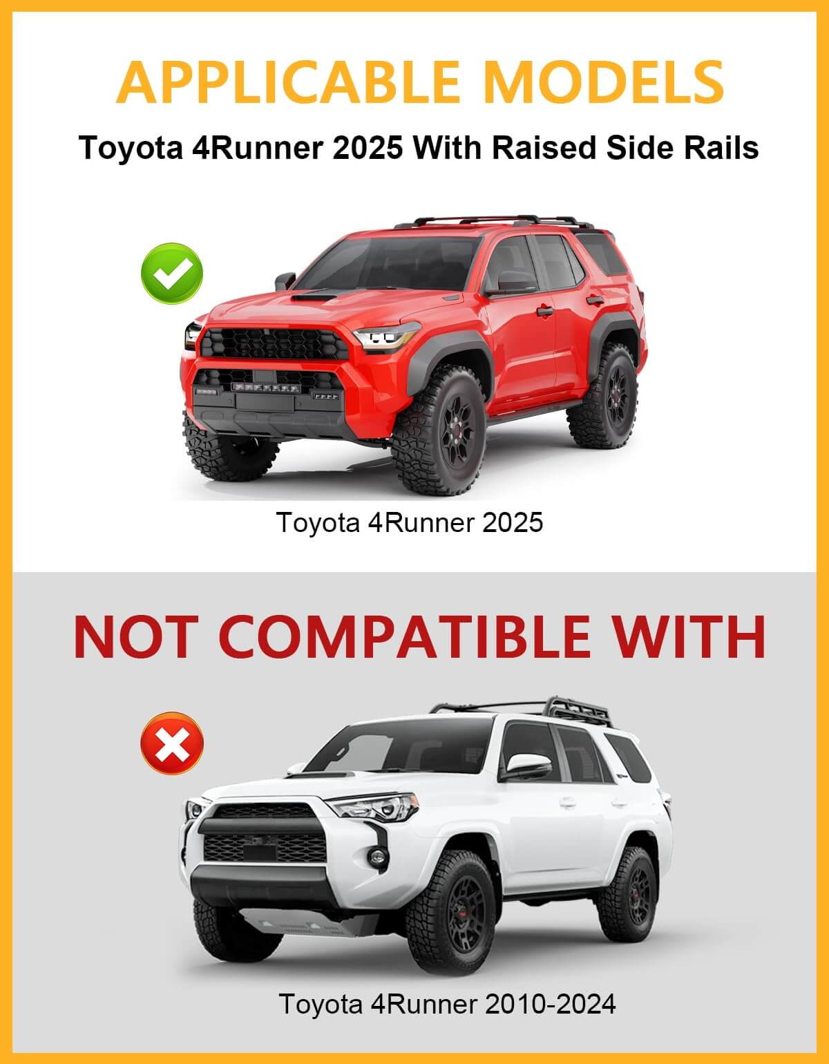 KINGGERI 260lbs Roof Rack Cross Bars Compatible with Toyota 4Runner 2025 2026, Heavy Duty Anti-Theft Aluminum Roof Rails Crossbars