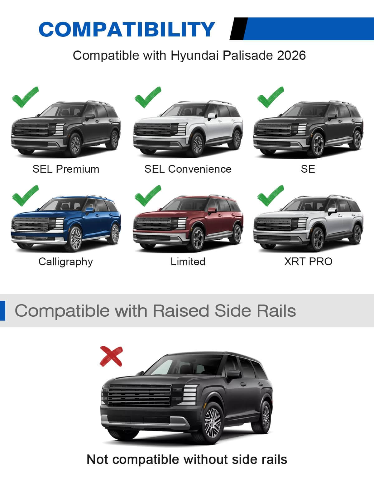 300lbs Lockable Roof Rack Cross Bars Compatible with Hyundai Palisade 2026,Heavy Duty Aluminum