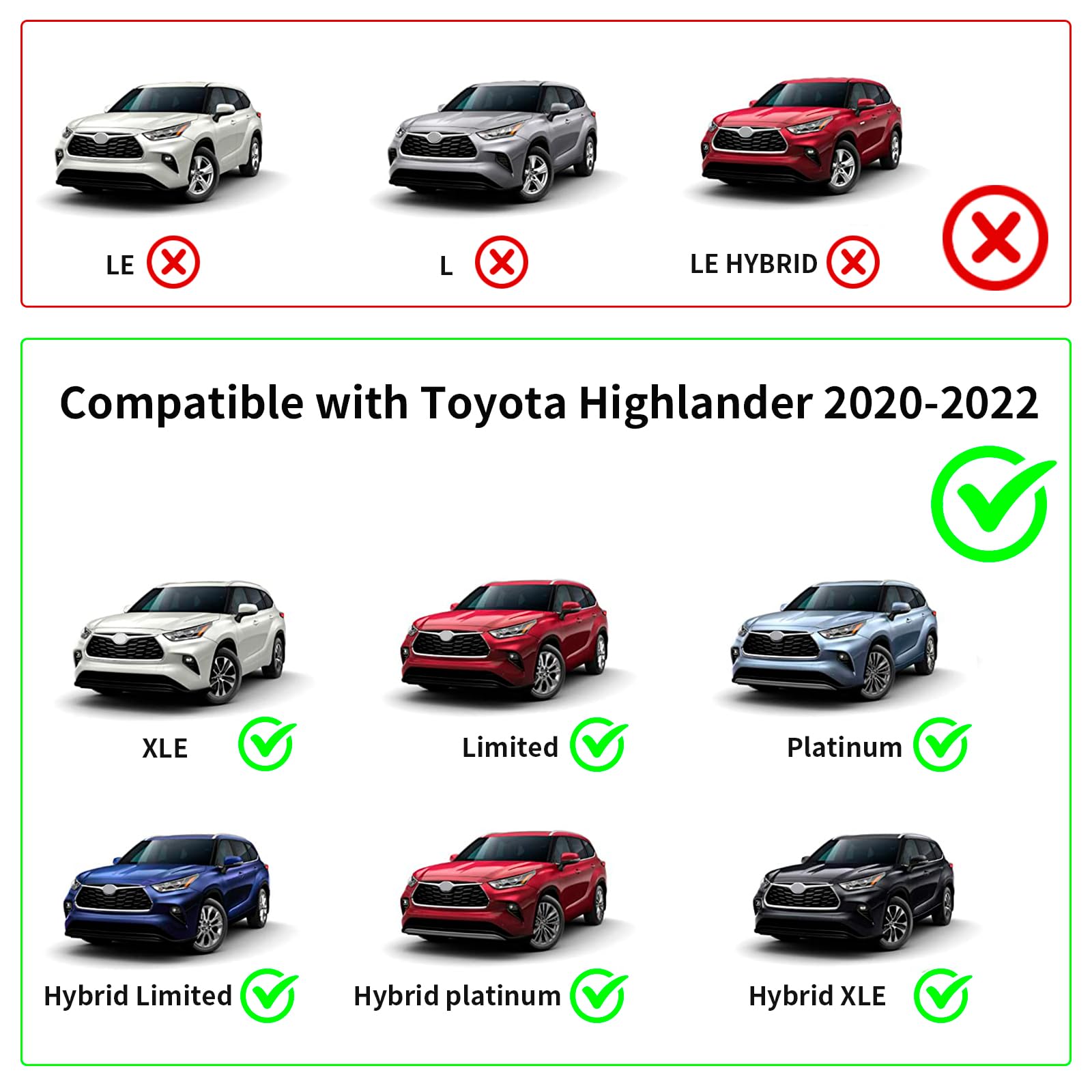 KINGGERI Lockable 260lbs Cross Bars Roof Racks Fit for Toyota Highlander 2020-2026 XLE Limited Platinum Hybrid