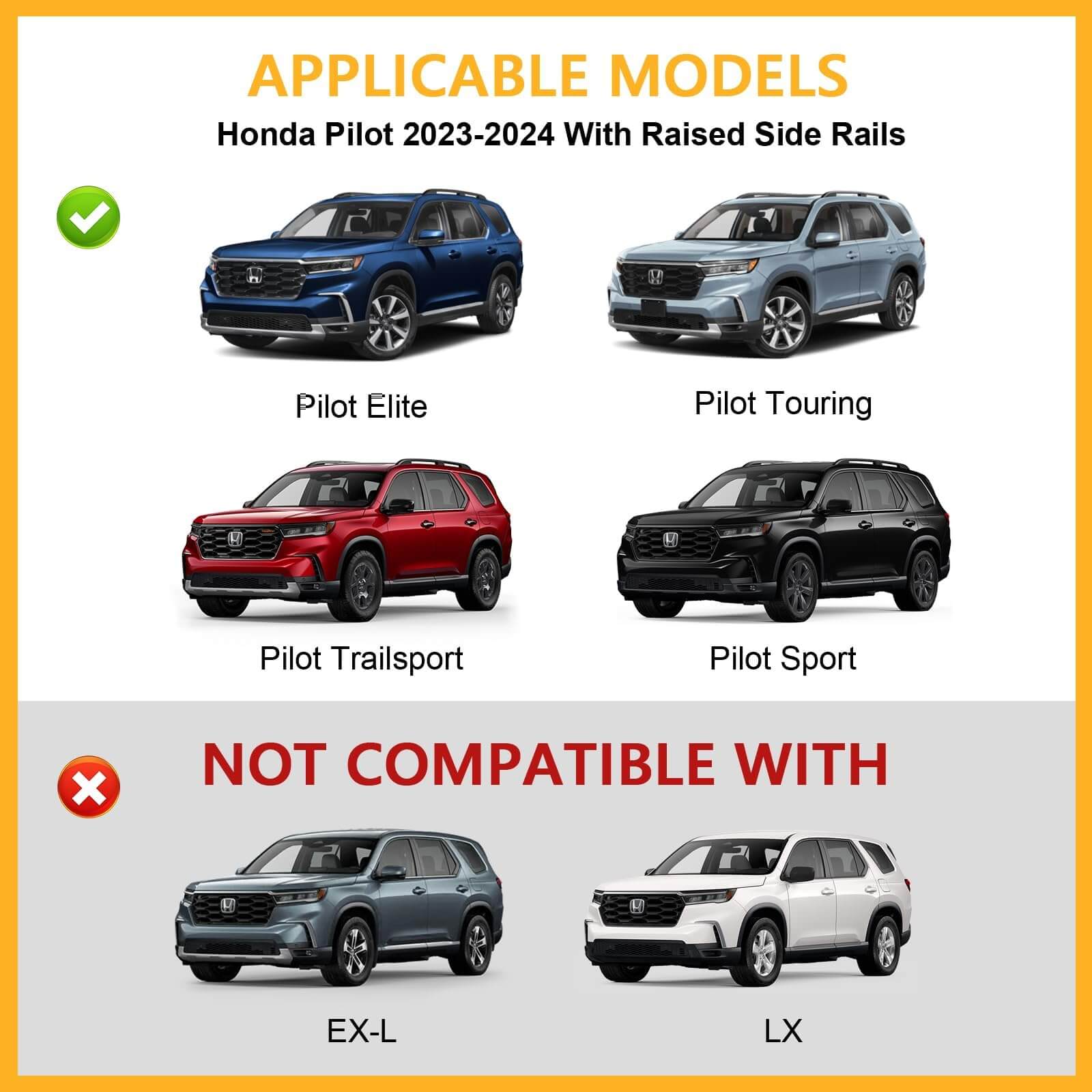 KINGGERI 220lbs Lockable Roof Rack Cross Bars Fit for Honda Pilot 2023-2025 Sport TrailSport Touring Elite with Raised Rails (Not for LX & EX-L)