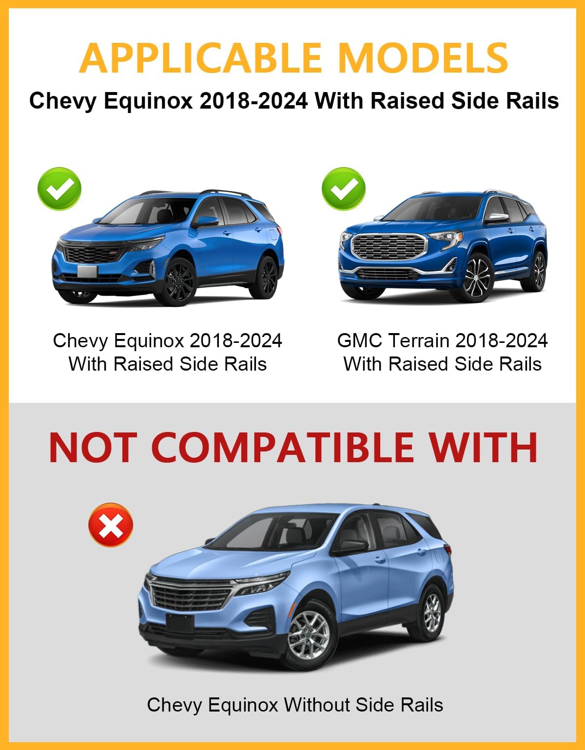 260lbs Lockable Roof Rack Cross Bars Compatible with Chevy Chevrolet Equinox GMC Terrain 2018-2024