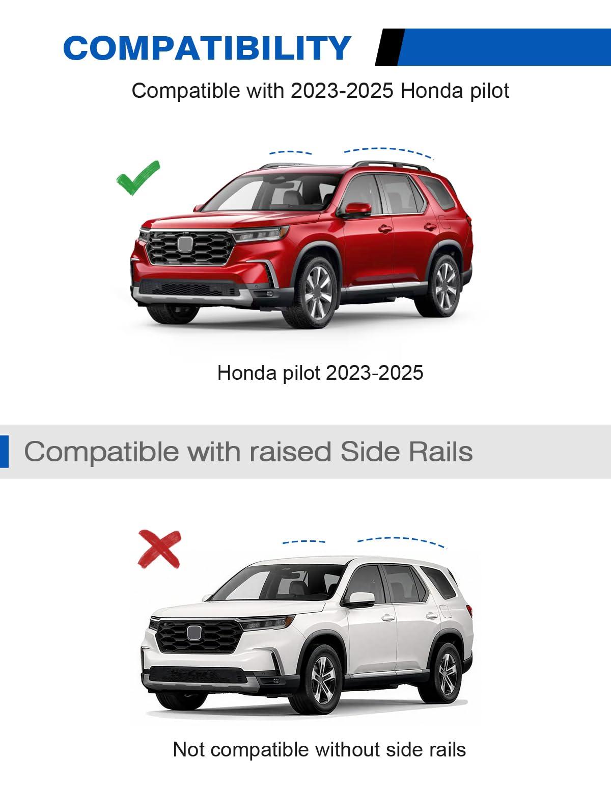 KINGGERI Lockable Roof Rack Cross Bars 260lbs Fit for Honda Pilot 2023-2025 Elite Sport Touring Trailsport (Not for LX & EX-L) with Raised Side Rails