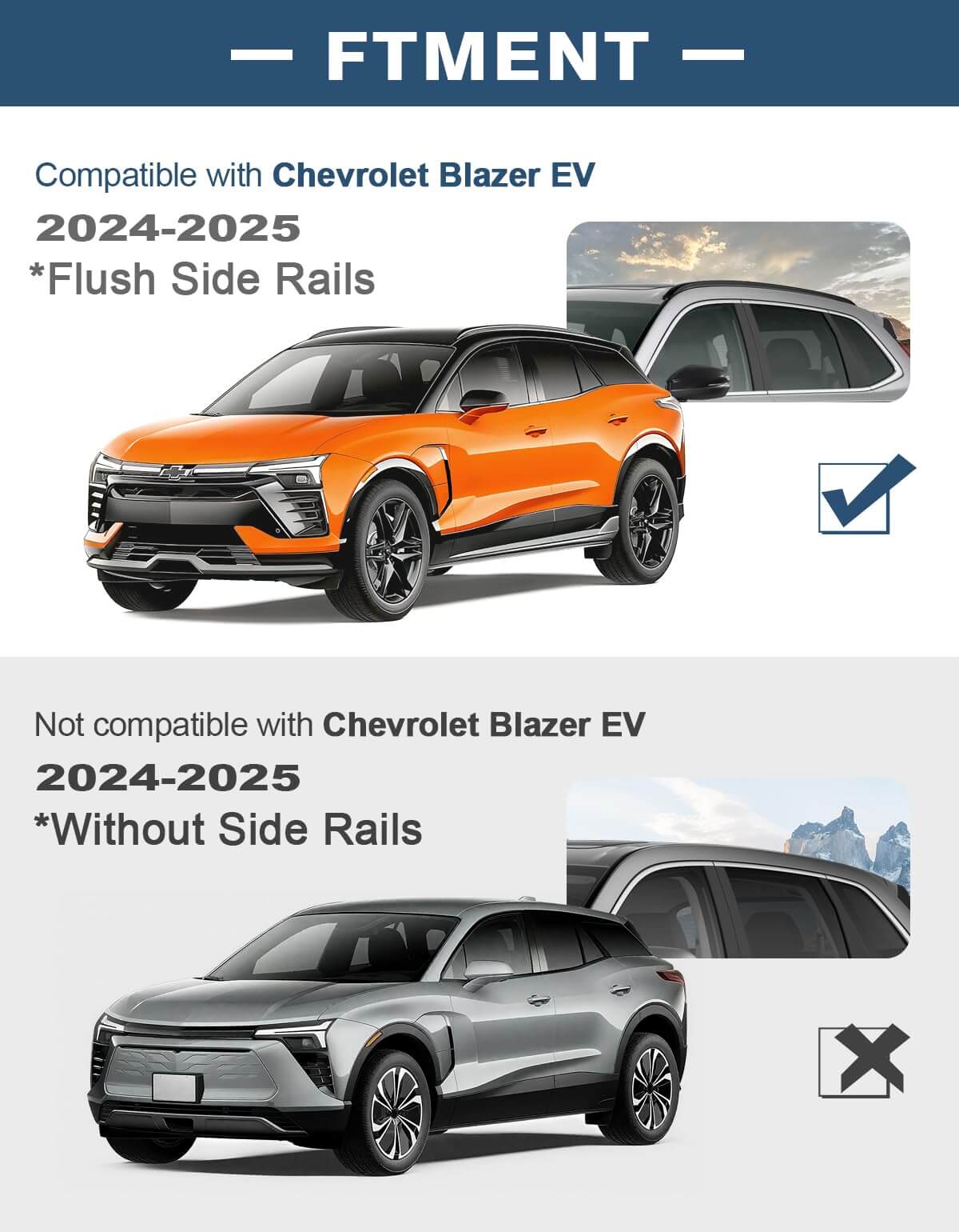 220lbs Roof Rack Cross Bars Compatible with Chevy Chevrolet Blazer EV 2024 2025, All-Metal Aluminum