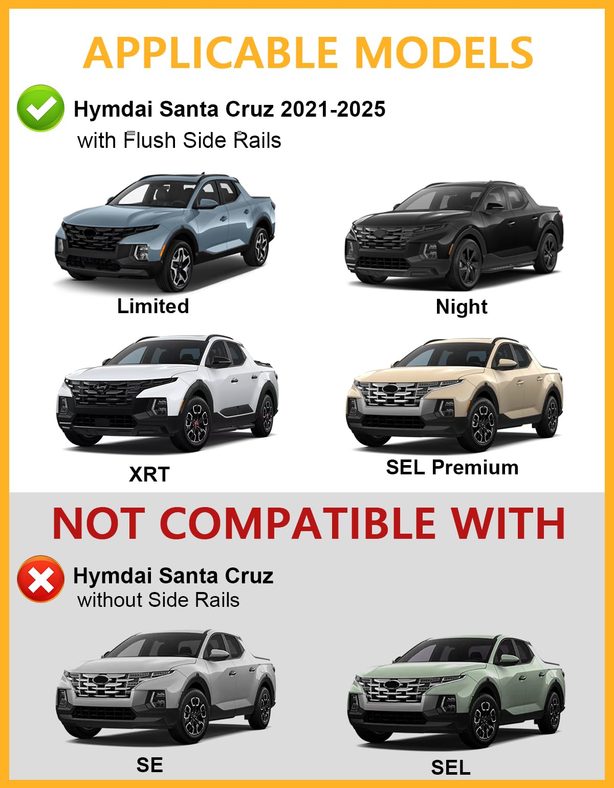 220lbs Lockable Roof Rack Cross Bars Compatible with Hyundai Santa Cruz 2021-2025 SE SEL Premium Night Limited