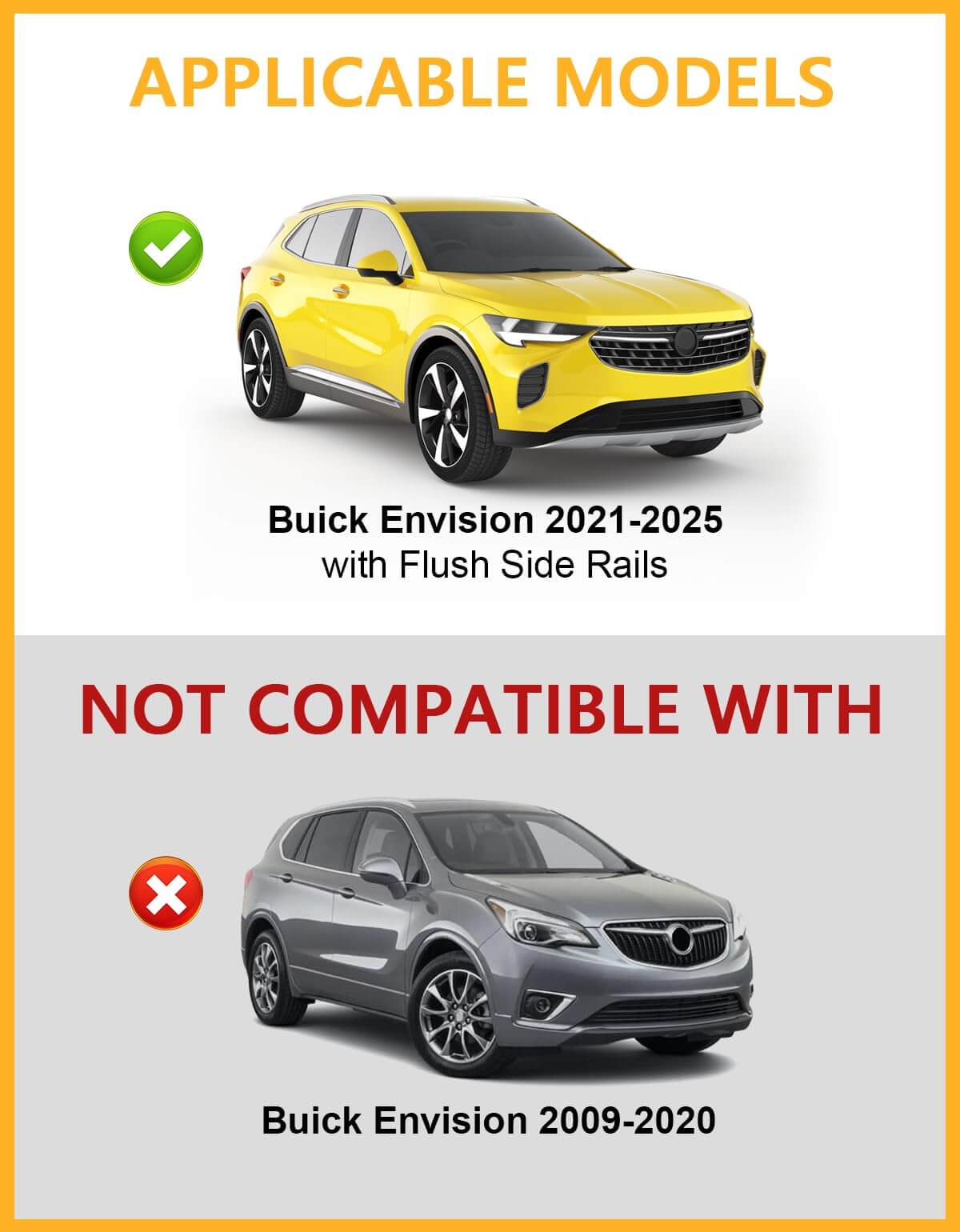 KINGGERI 220lbs Lockable Roof Rack Cross Bars Compatible with Buick Envision 2021-2025 (with Flush Side Rails)