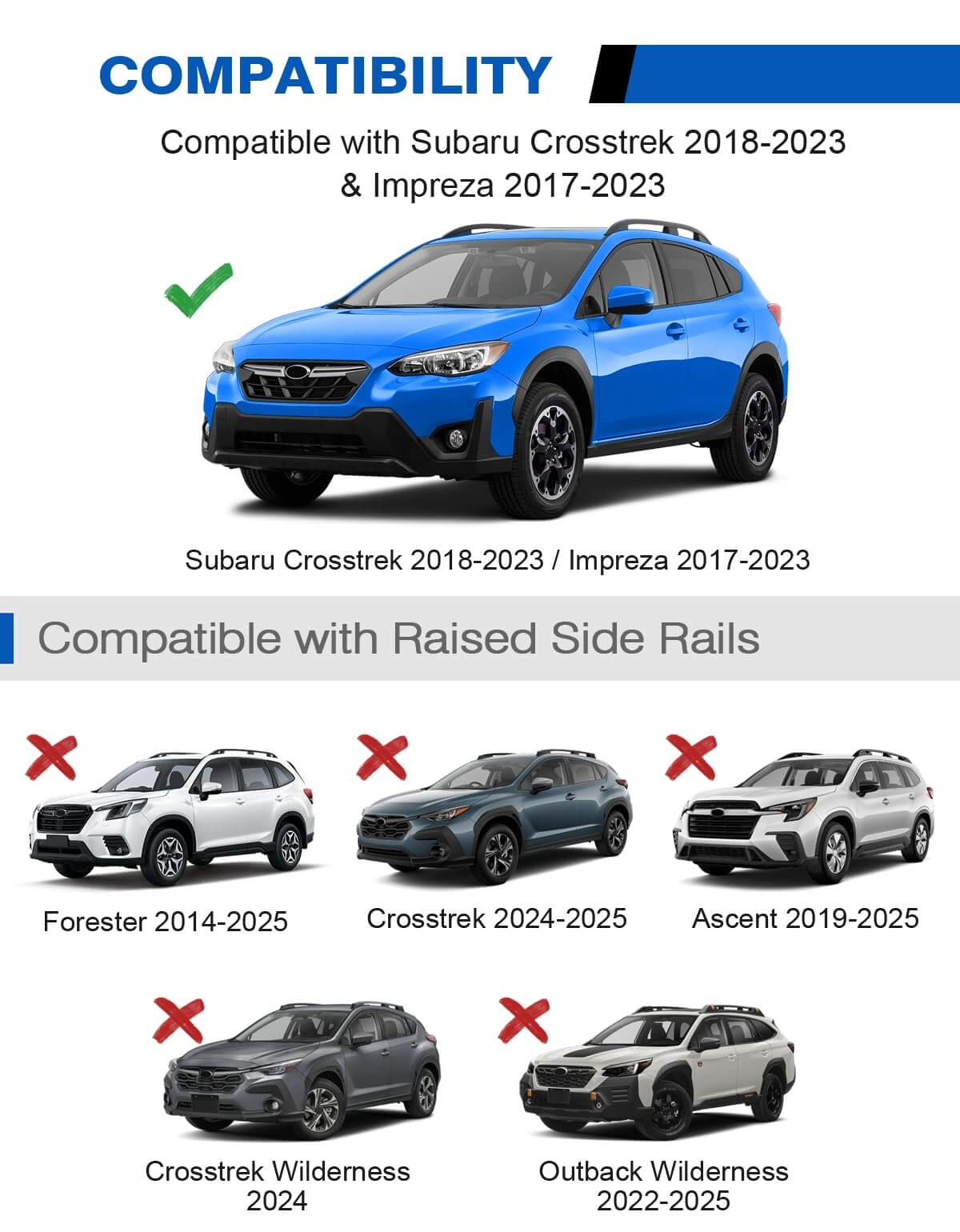 KINGGER 220lbs Roof Rack Cross Bars Compatible with Subaru Crosstrek 2018-2023 & Impreza 2017-2023