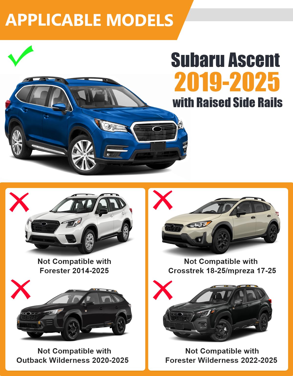 KINGGERI 260lbs Lockable Roof Rack Cross Bars Fit for Subaru Ascent 2019-2025, All Aluminum Heavy Duty Roof Rails Crossbars