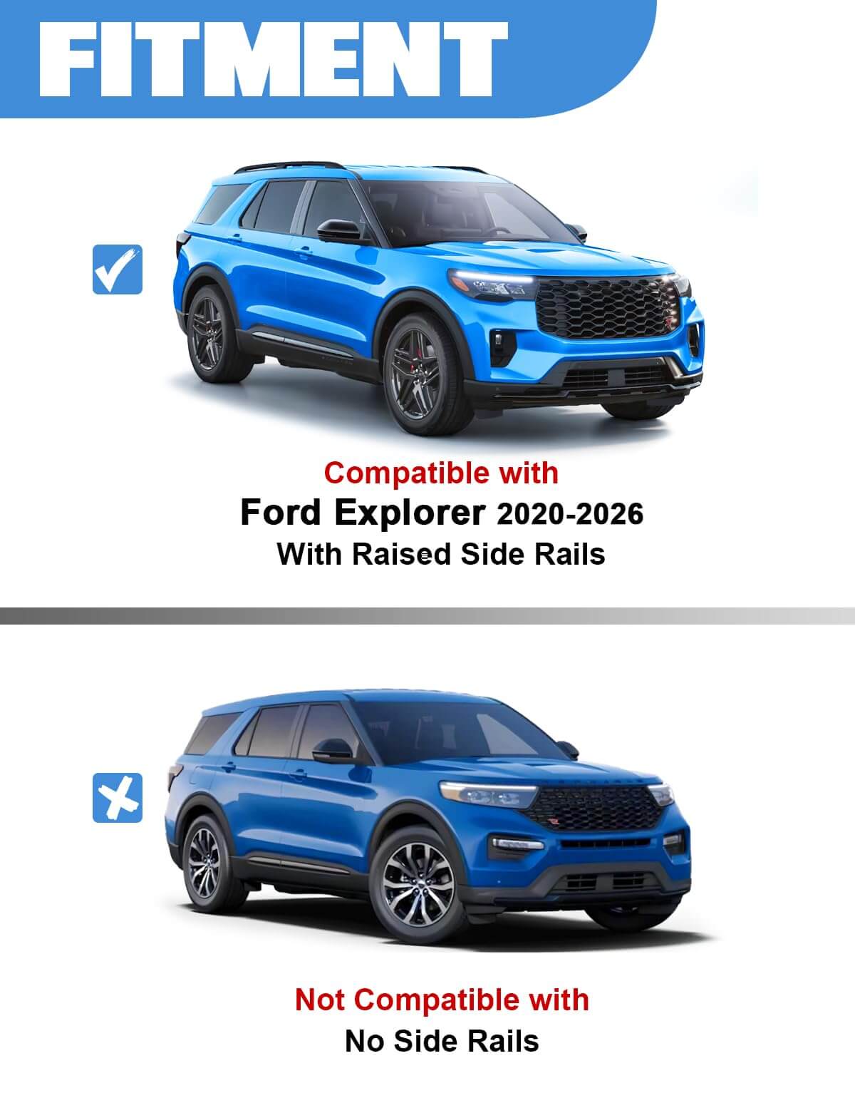 KINGGER Lockable Roof Rack Cross Bars 220lb Compatible with Ford Explorer 2020-2025, Heavy Duty Aluminum Roof Rails Crossbars