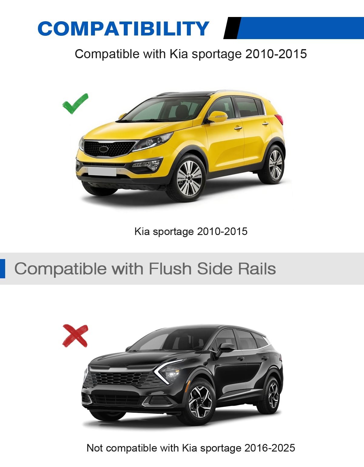 Lockable Roof Rack Cross Bars 220lbs Compatible with Kia sportage 2010-2015