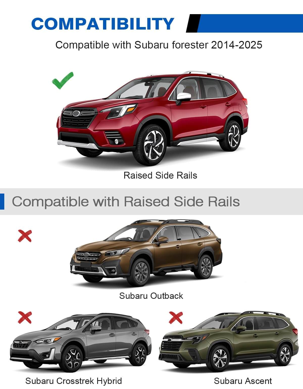 KINGGER 220lbs Roof Rack Cross Bars Lockable Compatible with Subaru Forester 2014-2025 (Not for Wilderness),Heavy Duty Aluminum