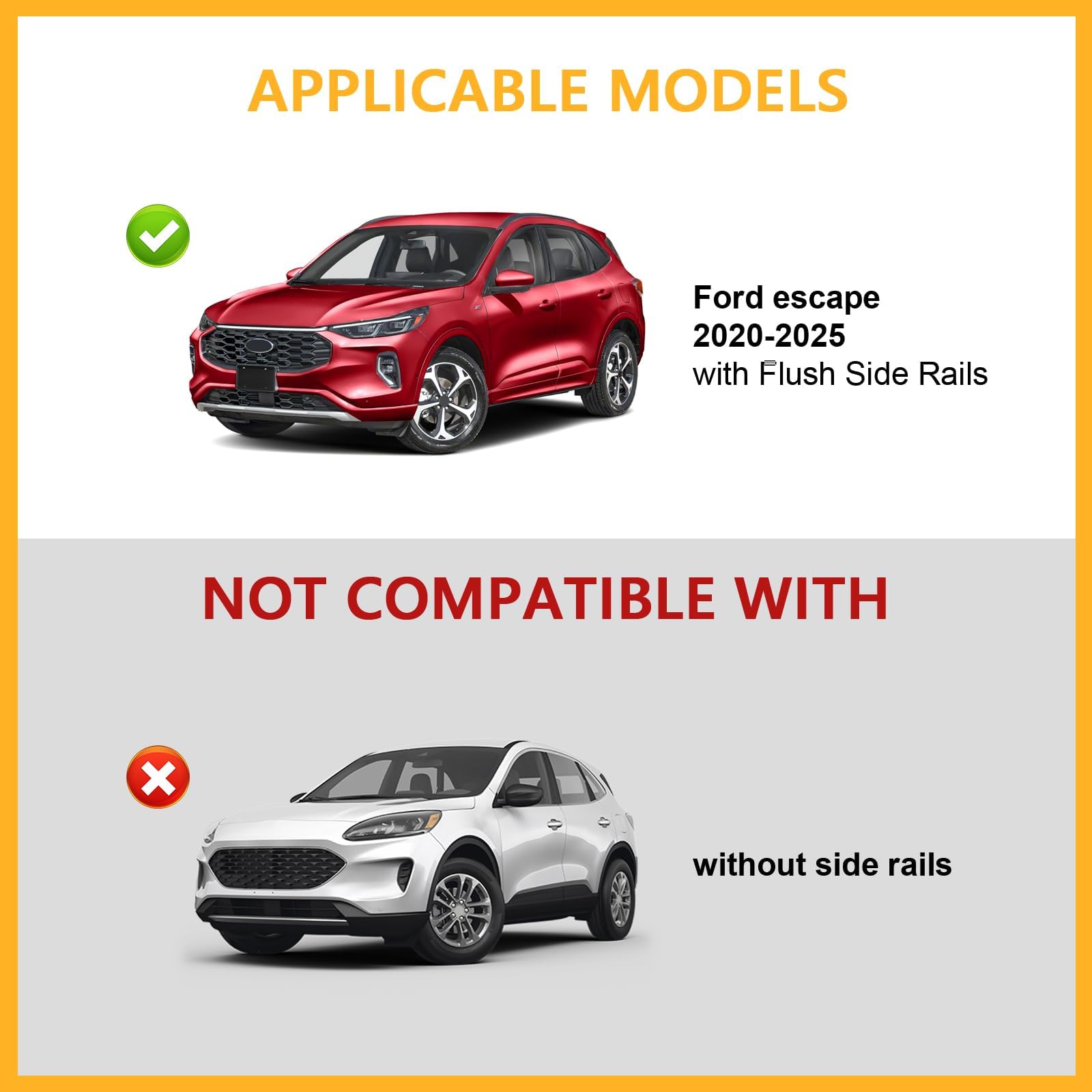 220lb Lockable Roof Rack Cross Bars Compatible with Ford Escape 2020 2021 2022 2023 2024 2025 with flush side rails