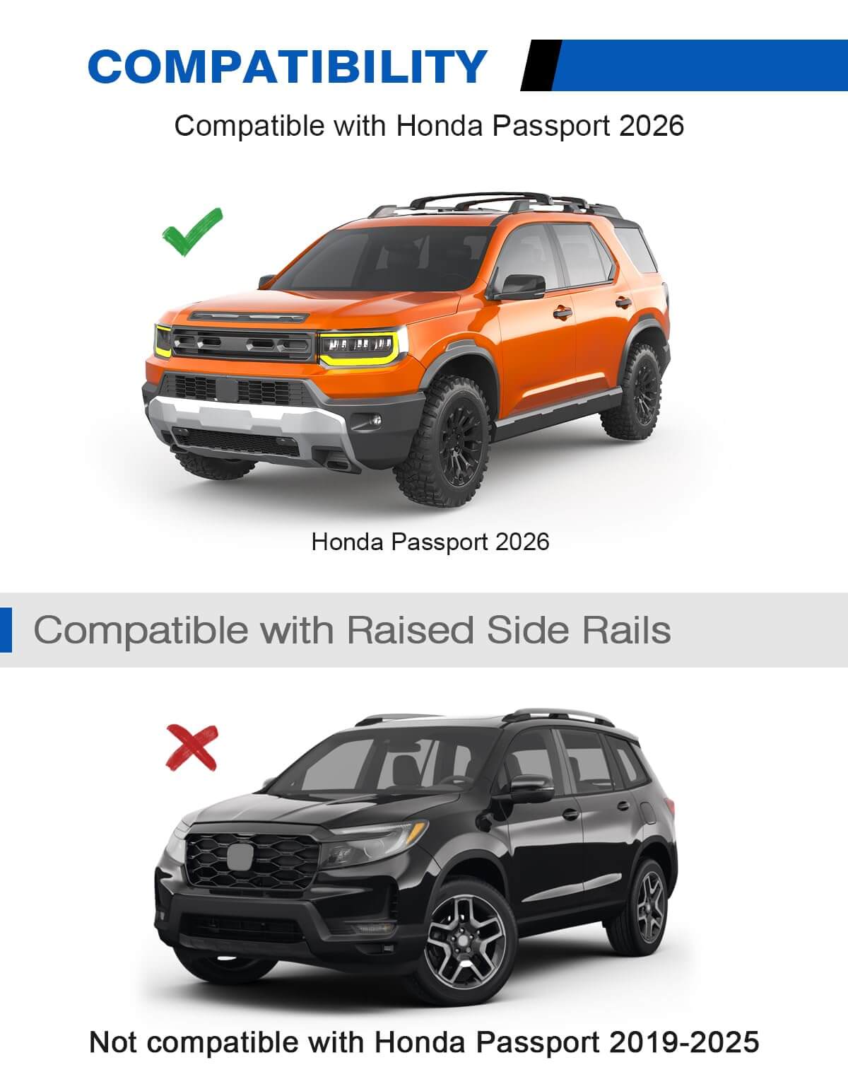 300lbs Lockable Roof Rack Cross Bars Compatible with 2026 Honda Passport, Heavy Duty Aluminum