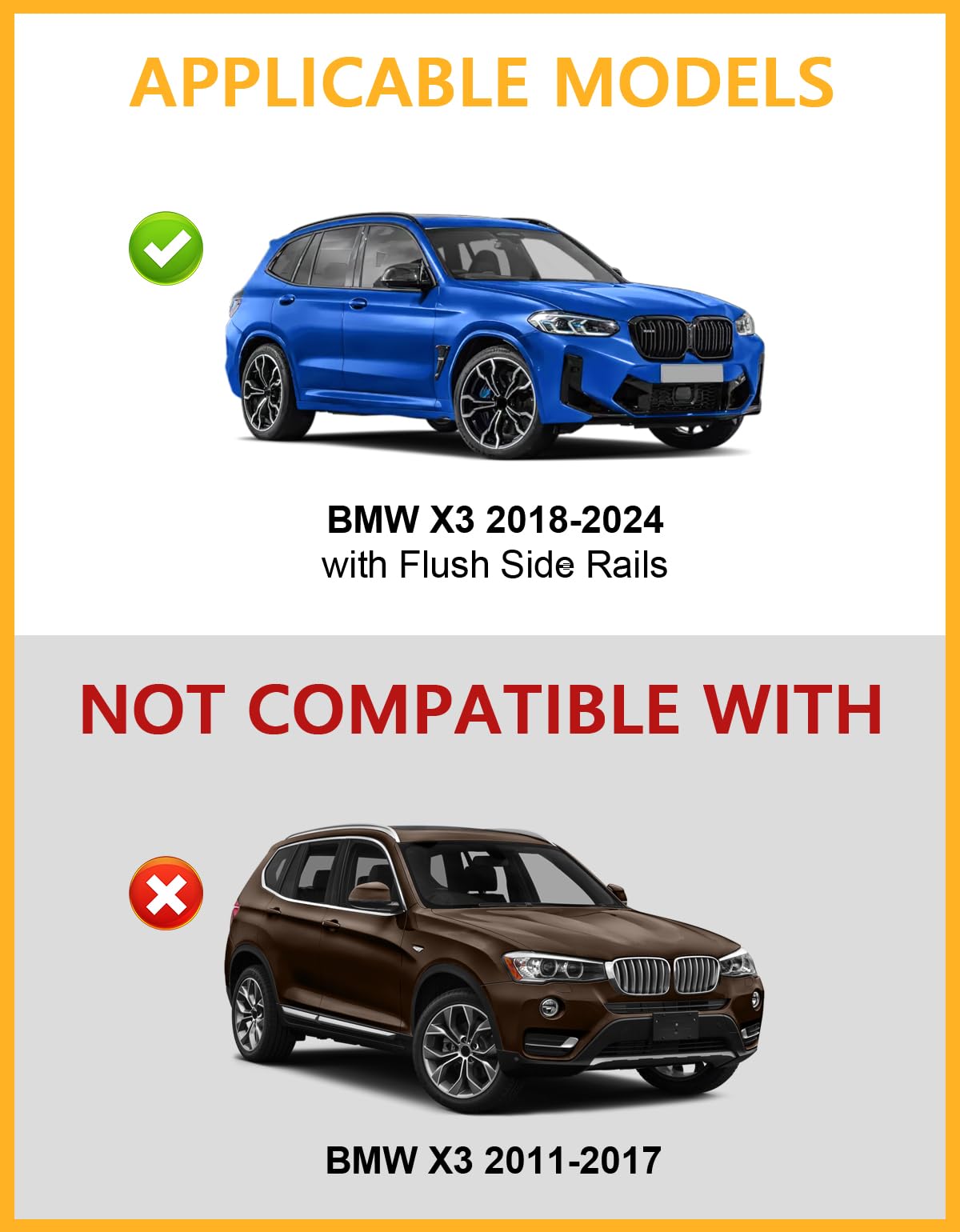 Lockable 220lbs Roof Rack Cross Bars Compatible with BMW X3 G01 2018 2019 2020 2021 2022 2023 2024 2025