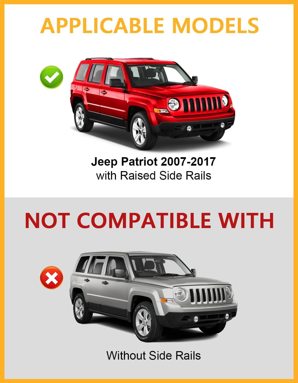 KINGGERI 220lbs Lockable Roof Rack Cross Bars Compatible with Jeep Patriot 2007-2017 with Raised Side Rails