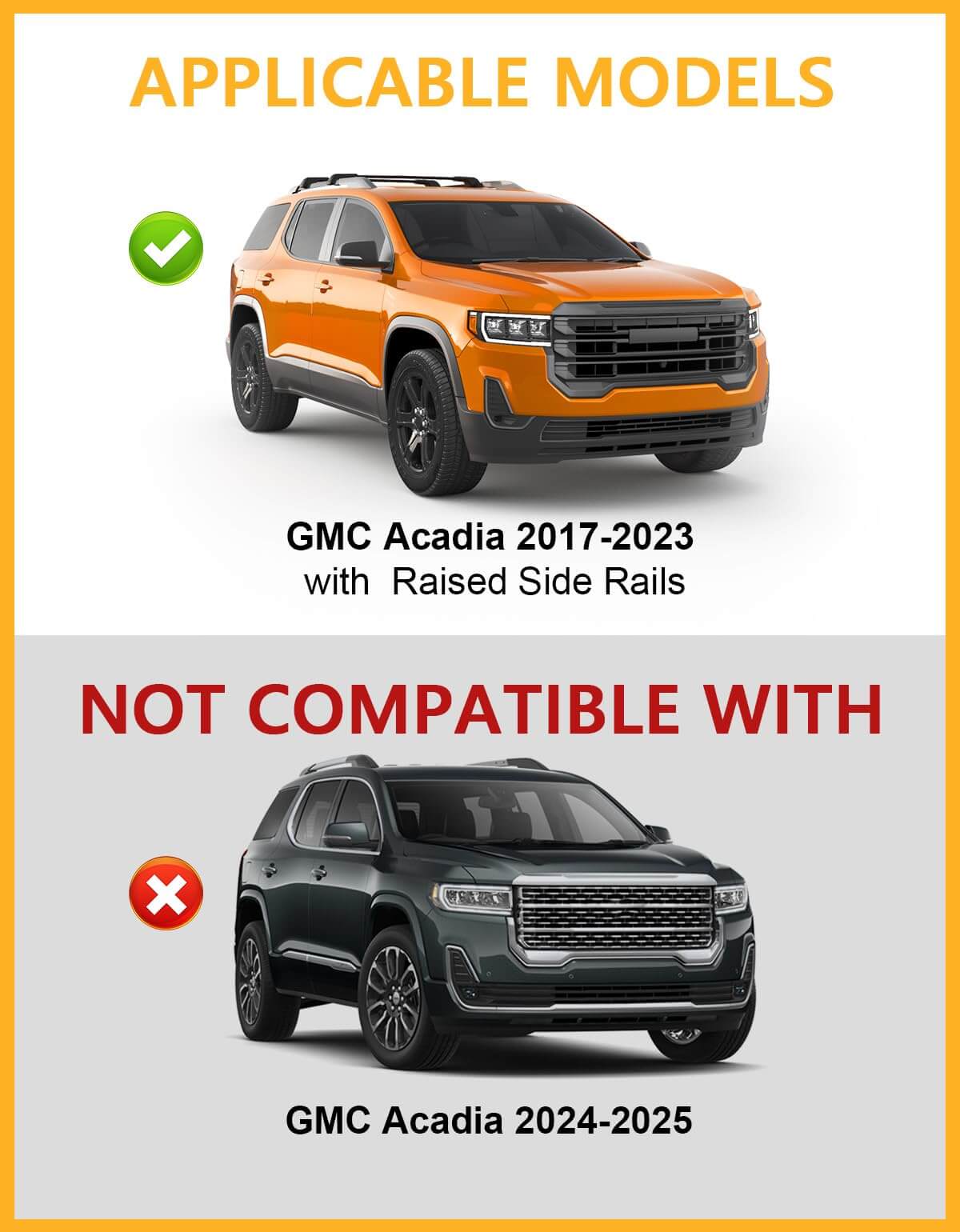 KINGGERI Lockable 260lbs Cross Bars Roof Racks Compatible with GMC Acadia 2017-2023 , All Aluminum Roof Rails Crossbars