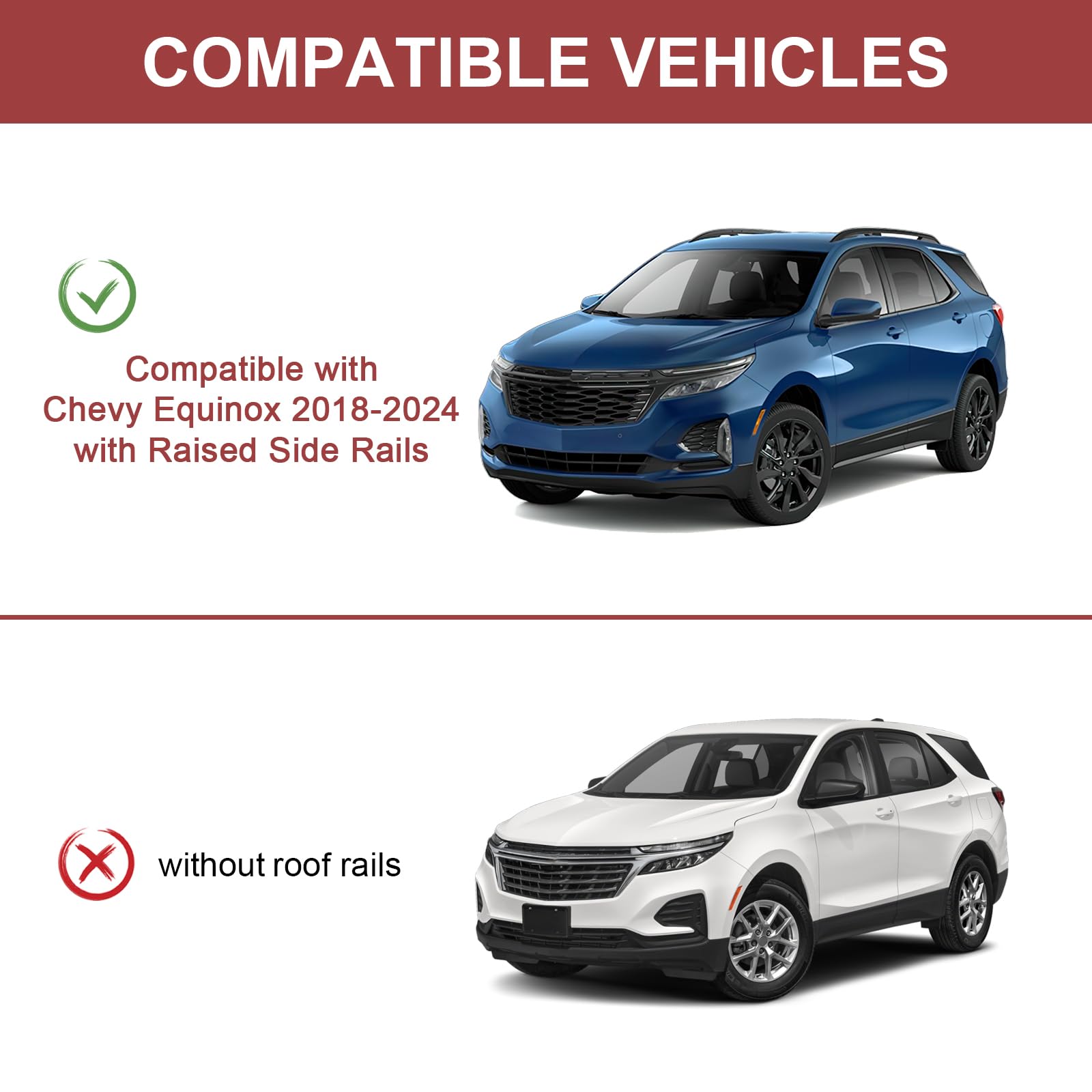 KINGGERI 260lbs Lockable Roof Rack Cross Bars Fit for Chevy Chevrolet Equinox 2018-2024 GMC Terrain 2018-2024