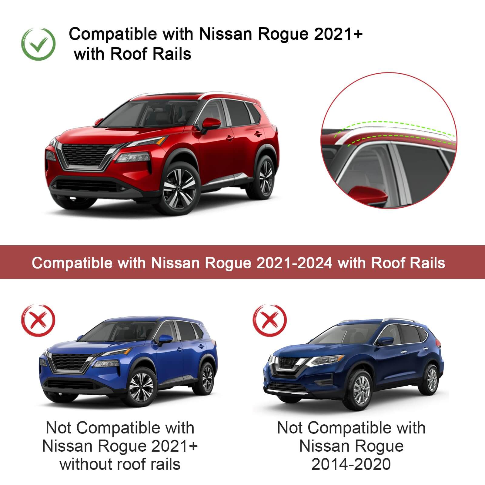 KINGGERI Lockable 260LBS Roof Rack Cross Bars Compatible with Nissan Rogue 2021-2026 SV SL Platinum with Flush Roof Rails